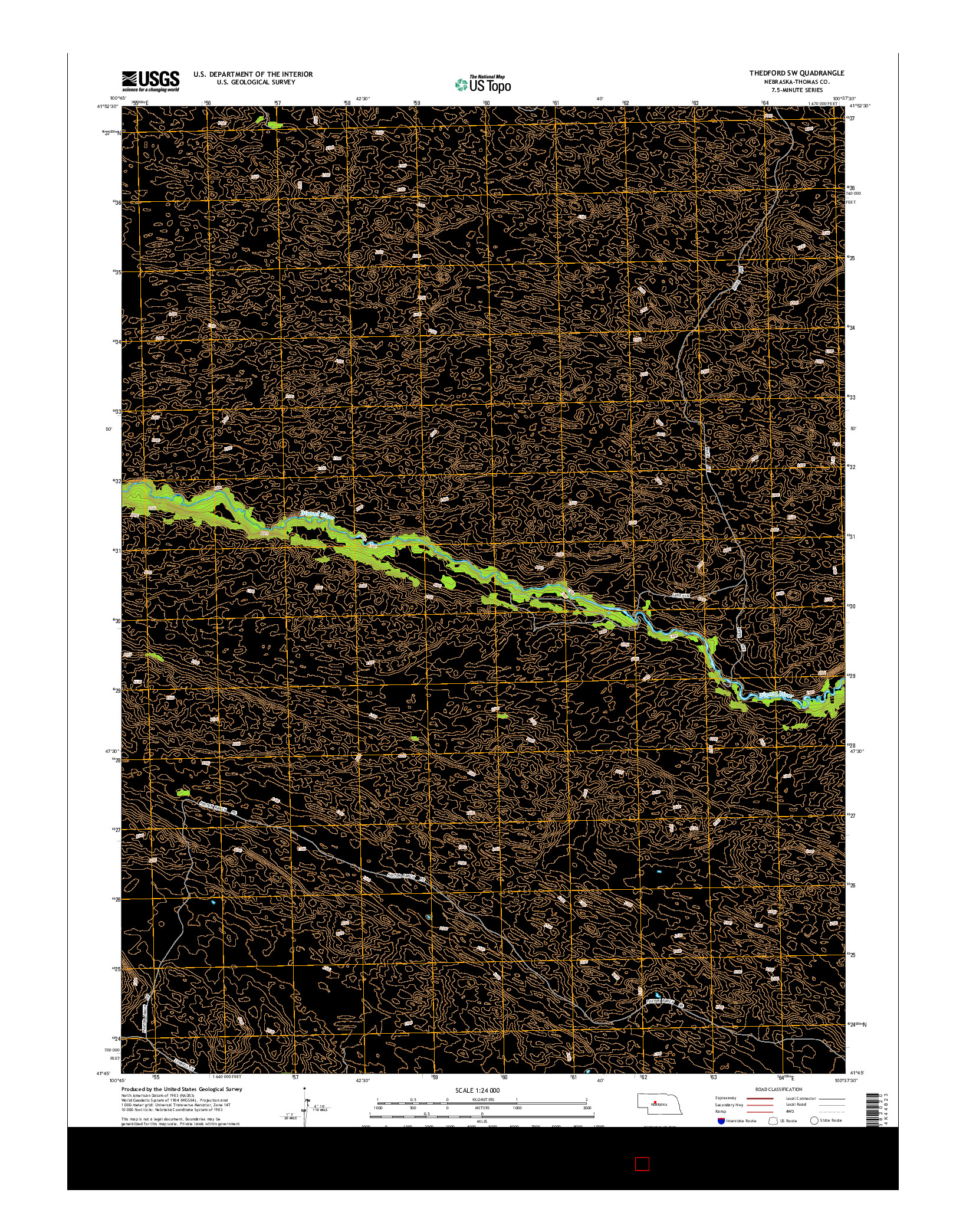 USGS US TOPO 7.5-MINUTE MAP FOR THEDFORD SW, NE 2014