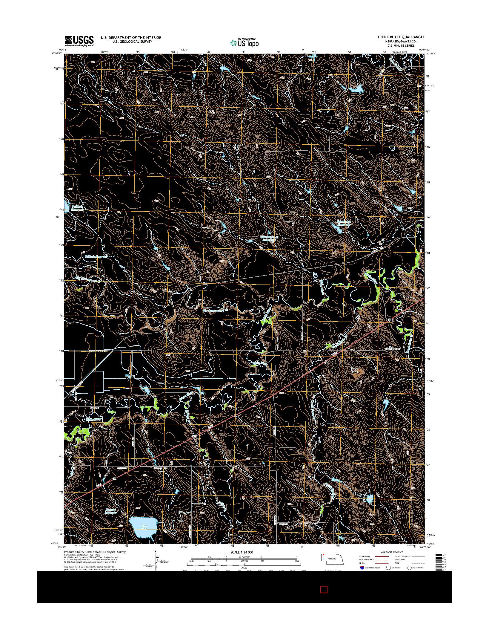 USGS US TOPO 7.5-MINUTE MAP FOR TRUNK BUTTE, NE 2014