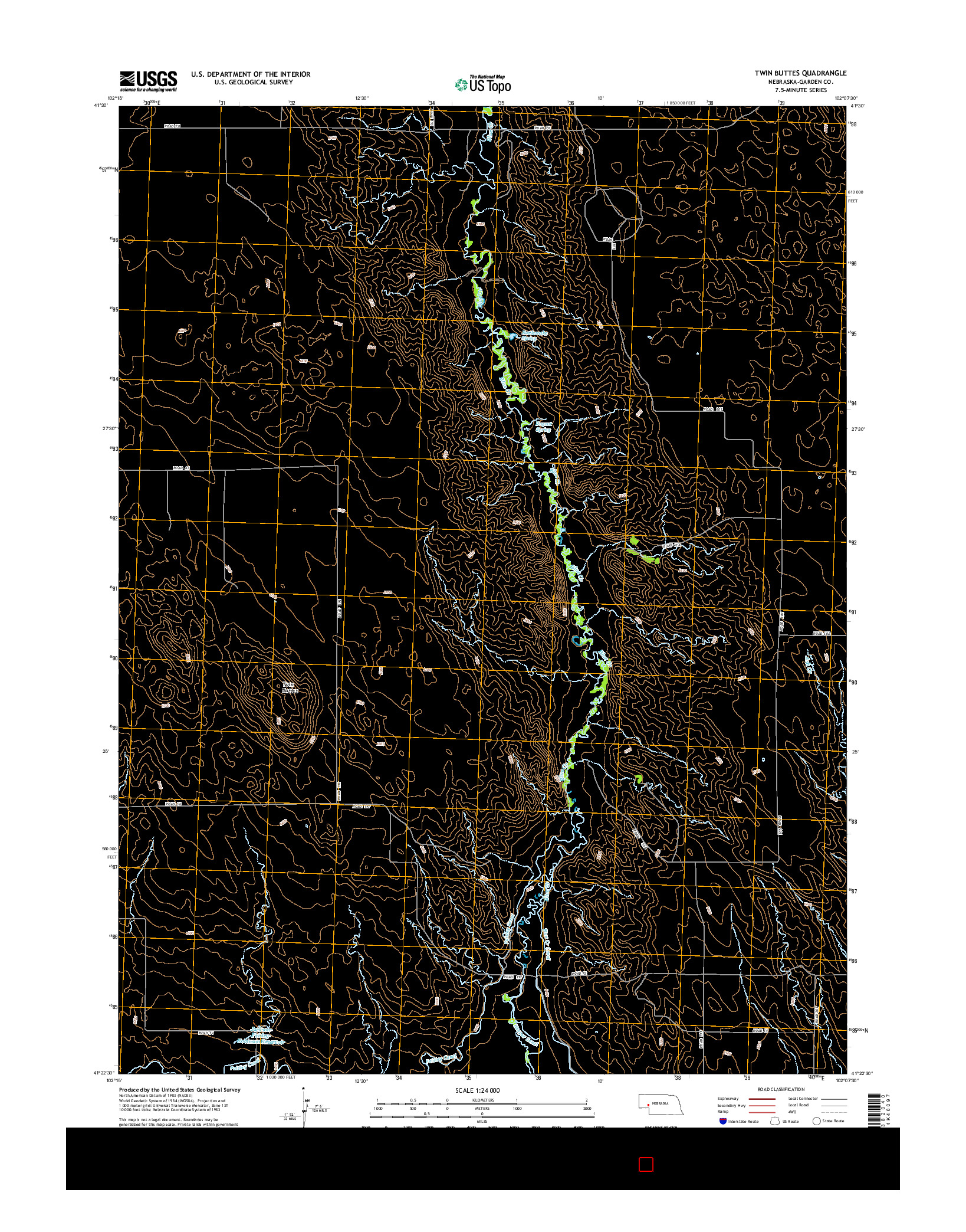 USGS US TOPO 7.5-MINUTE MAP FOR TWIN BUTTES, NE 2014