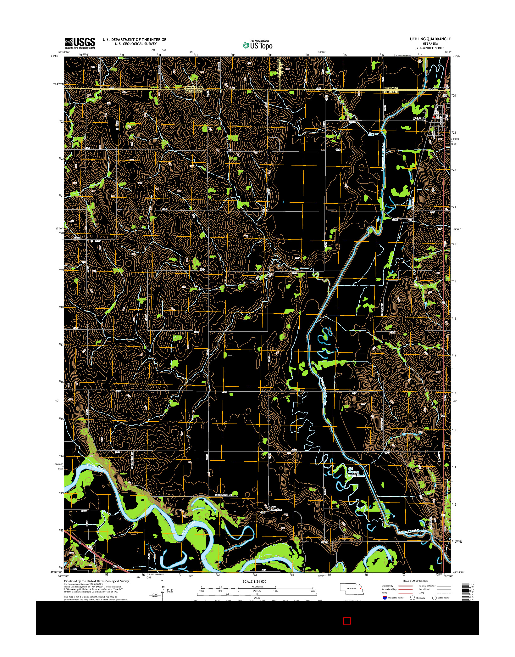 USGS US TOPO 7.5-MINUTE MAP FOR UEHLING, NE 2014