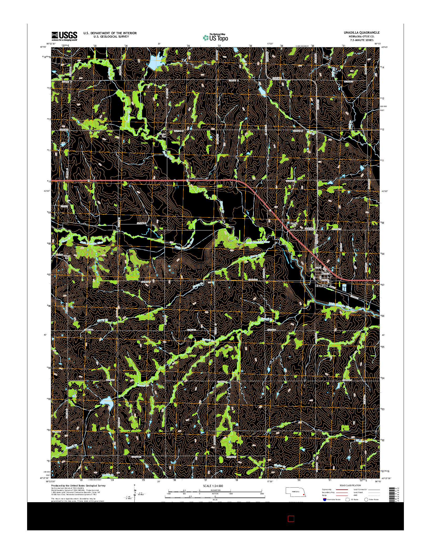 USGS US TOPO 7.5-MINUTE MAP FOR UNADILLA, NE 2014
