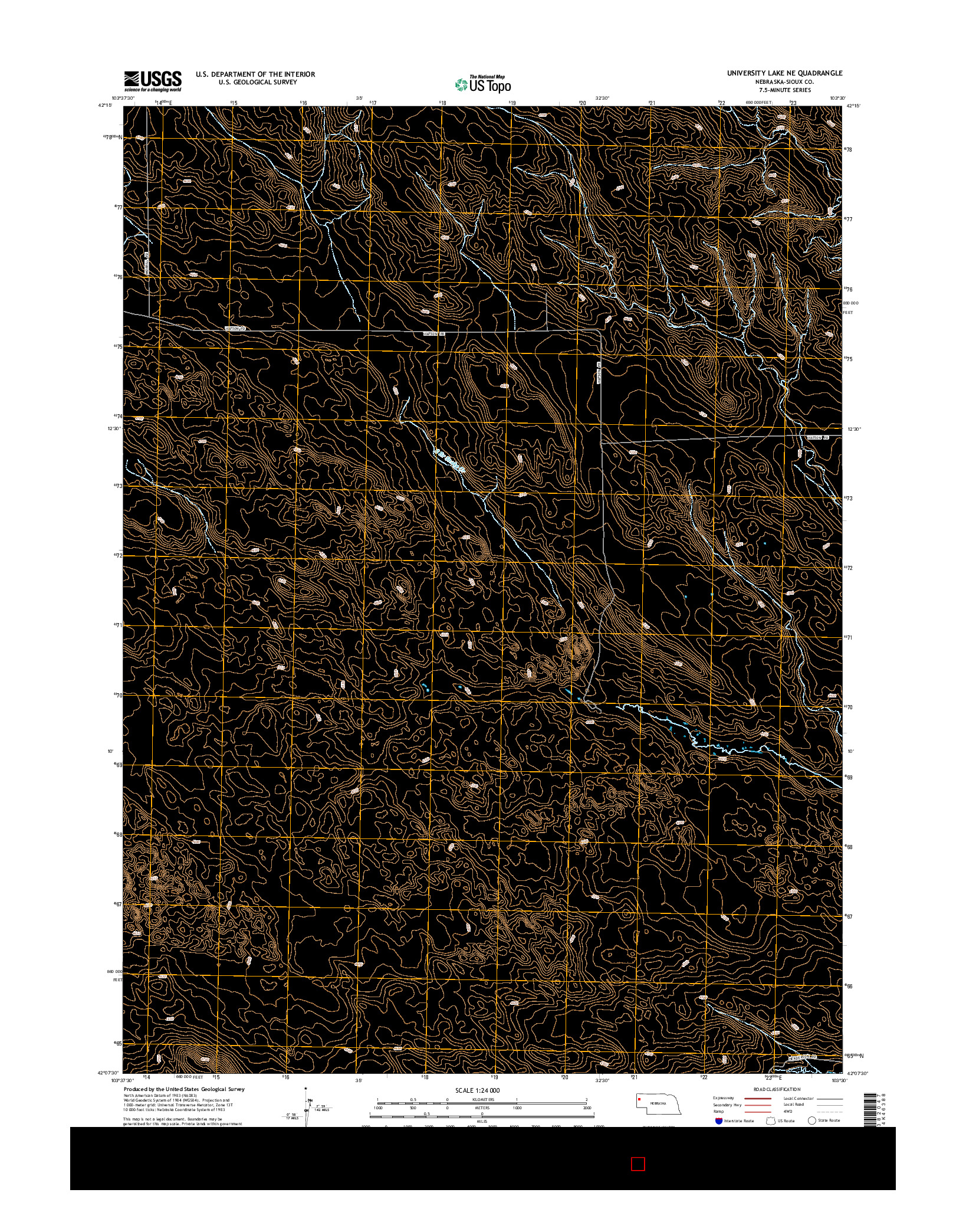 USGS US TOPO 7.5-MINUTE MAP FOR UNIVERSITY LAKE NE, NE 2014