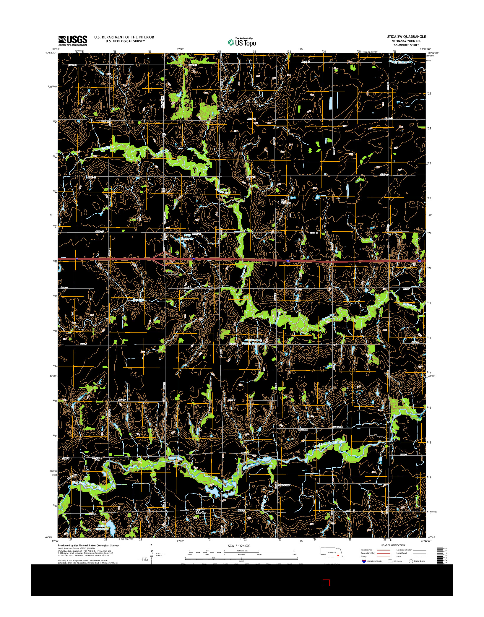 USGS US TOPO 7.5-MINUTE MAP FOR UTICA SW, NE 2014