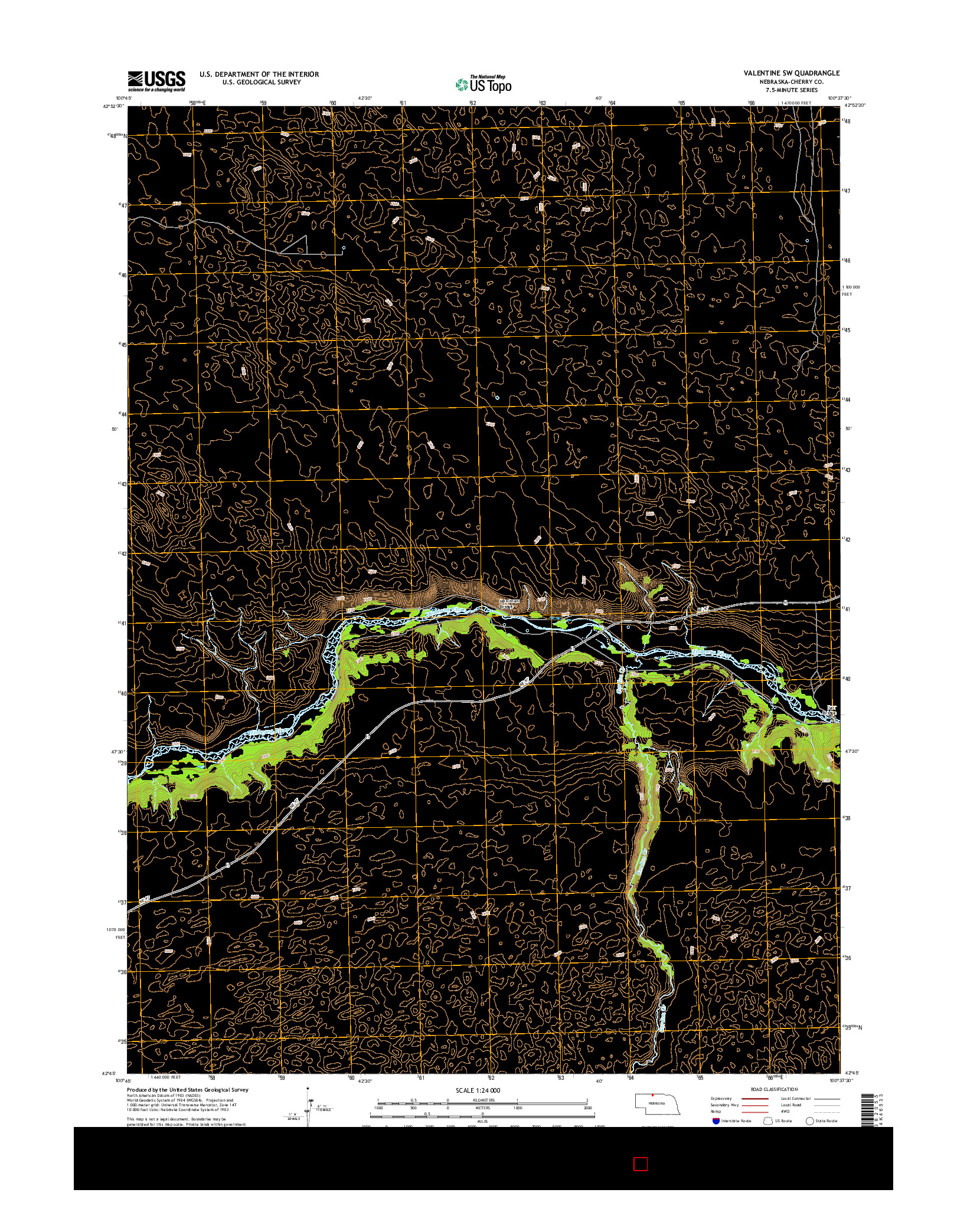 USGS US TOPO 7.5-MINUTE MAP FOR VALENTINE SW, NE 2014