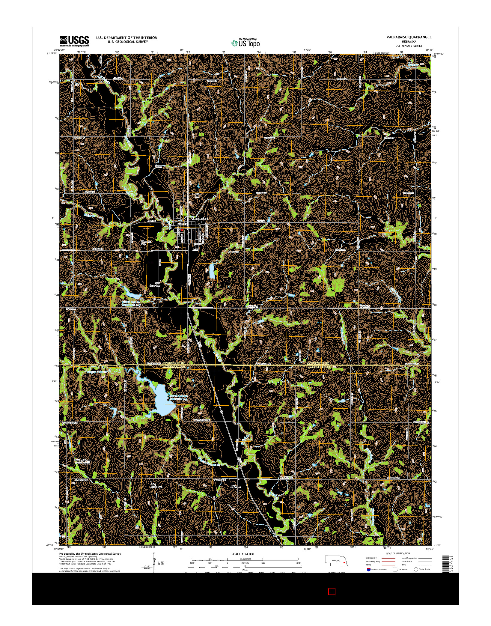 USGS US TOPO 7.5-MINUTE MAP FOR VALPARAISO, NE 2014