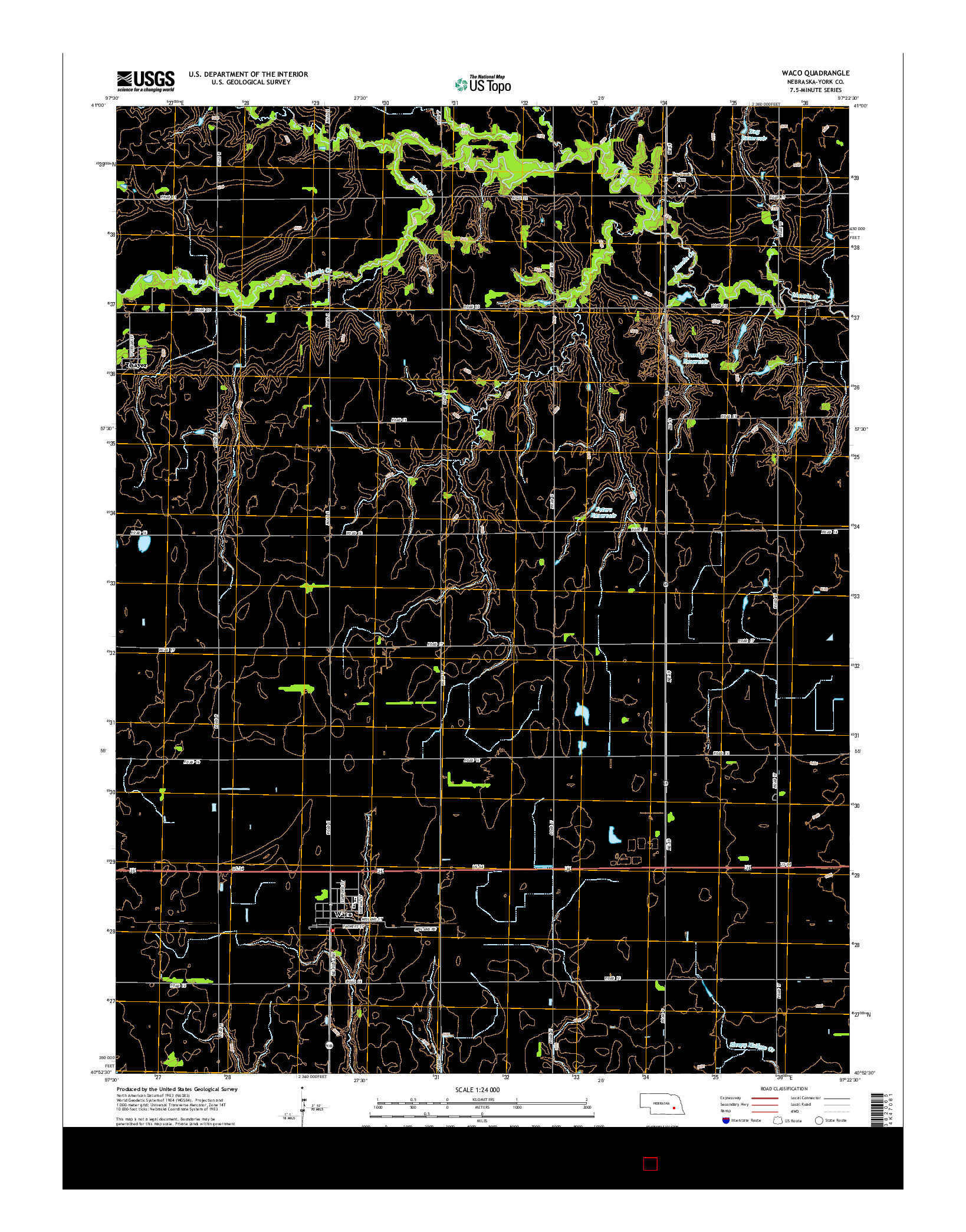 USGS US TOPO 7.5-MINUTE MAP FOR WACO, NE 2014