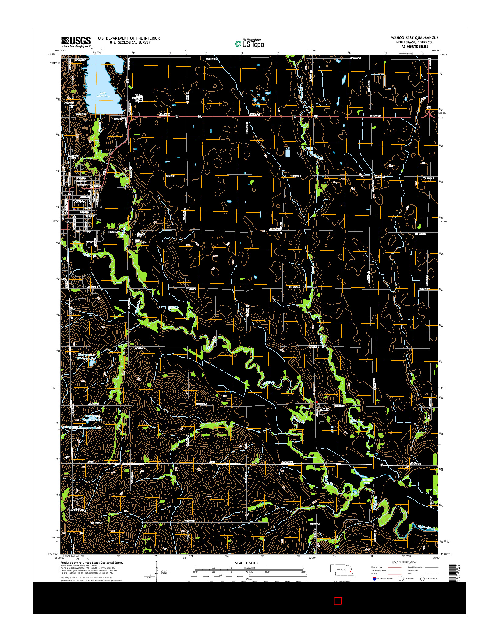 USGS US TOPO 7.5-MINUTE MAP FOR WAHOO EAST, NE 2014