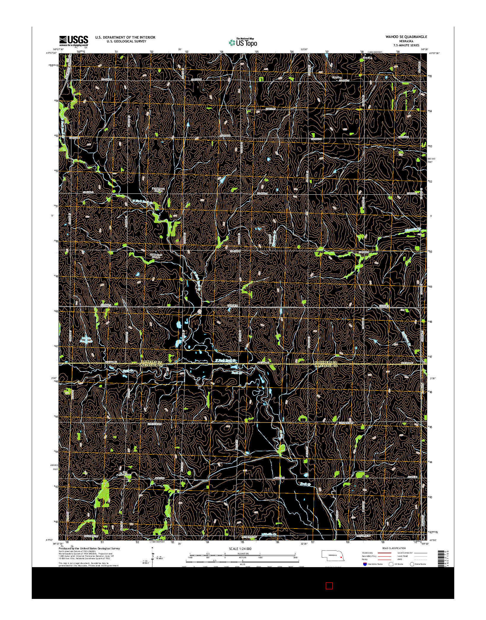 USGS US TOPO 7.5-MINUTE MAP FOR WAHOO SE, NE 2014