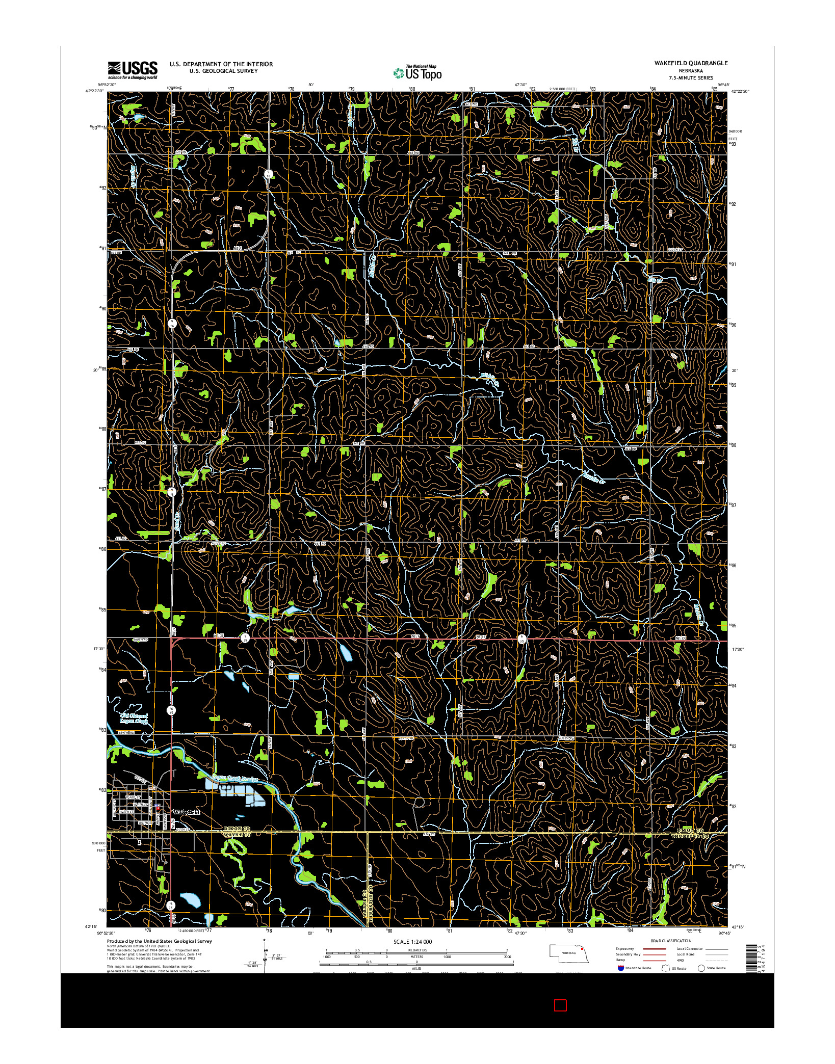 USGS US TOPO 7.5-MINUTE MAP FOR WAKEFIELD, NE 2014