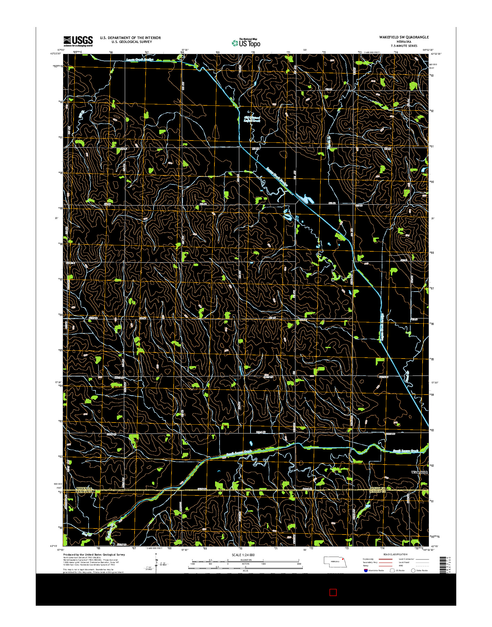 USGS US TOPO 7.5-MINUTE MAP FOR WAKEFIELD SW, NE 2014