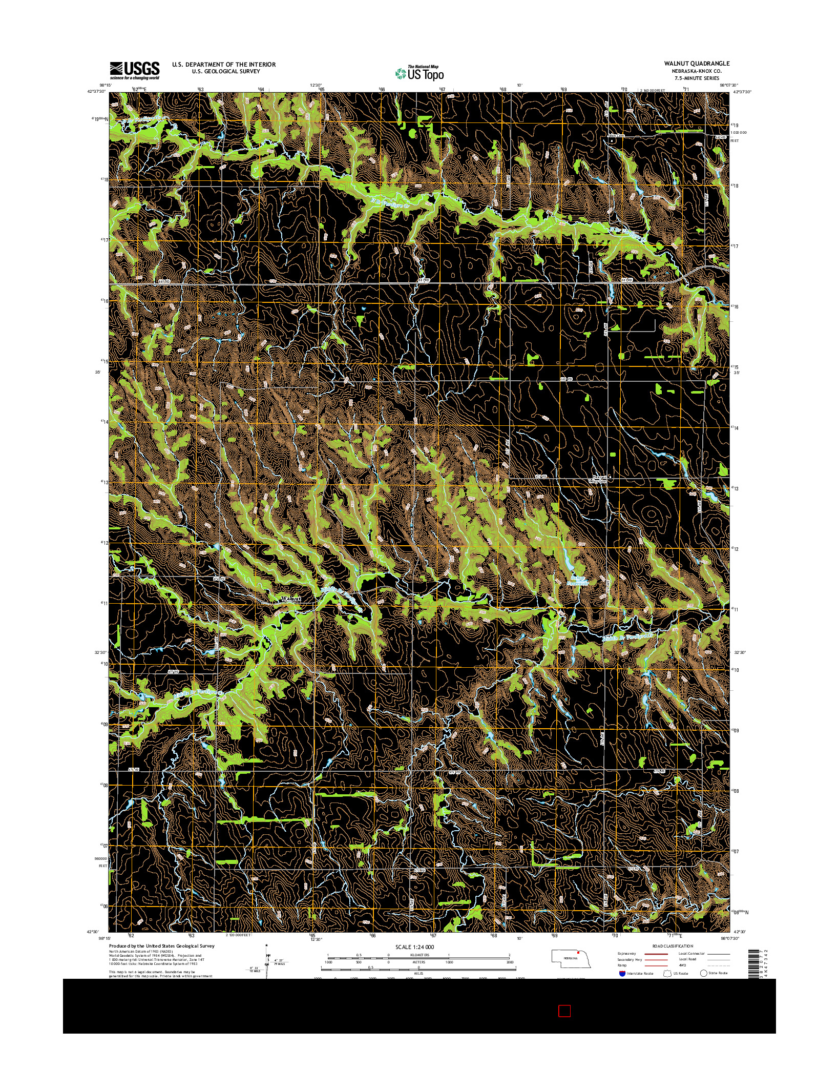 USGS US TOPO 7.5-MINUTE MAP FOR WALNUT, NE 2014