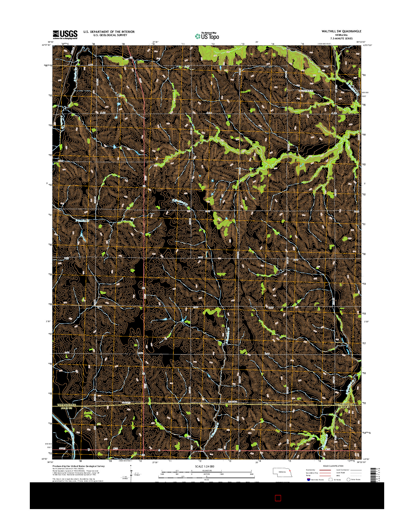 USGS US TOPO 7.5-MINUTE MAP FOR WALTHILL SW, NE 2014