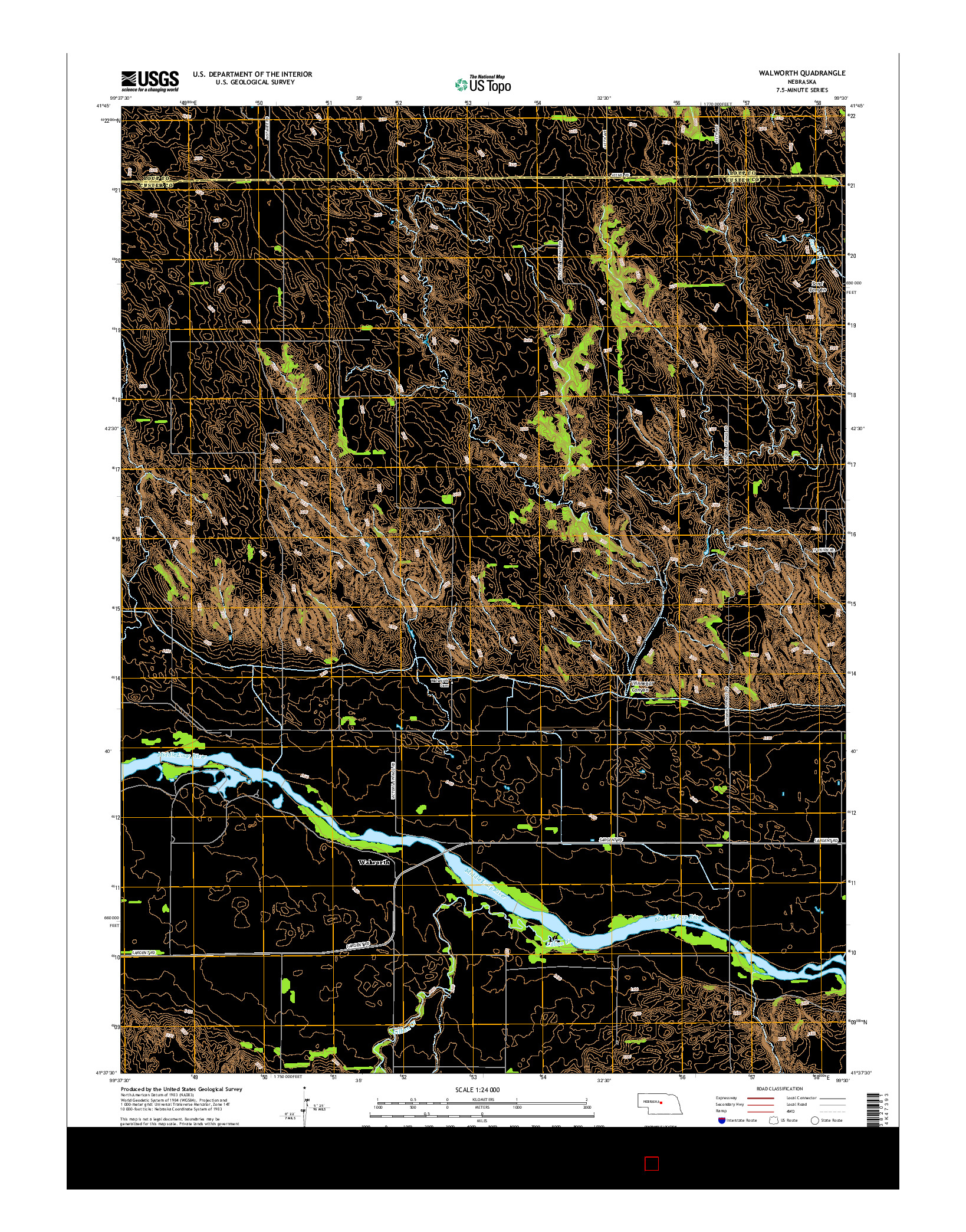 USGS US TOPO 7.5-MINUTE MAP FOR WALWORTH, NE 2014