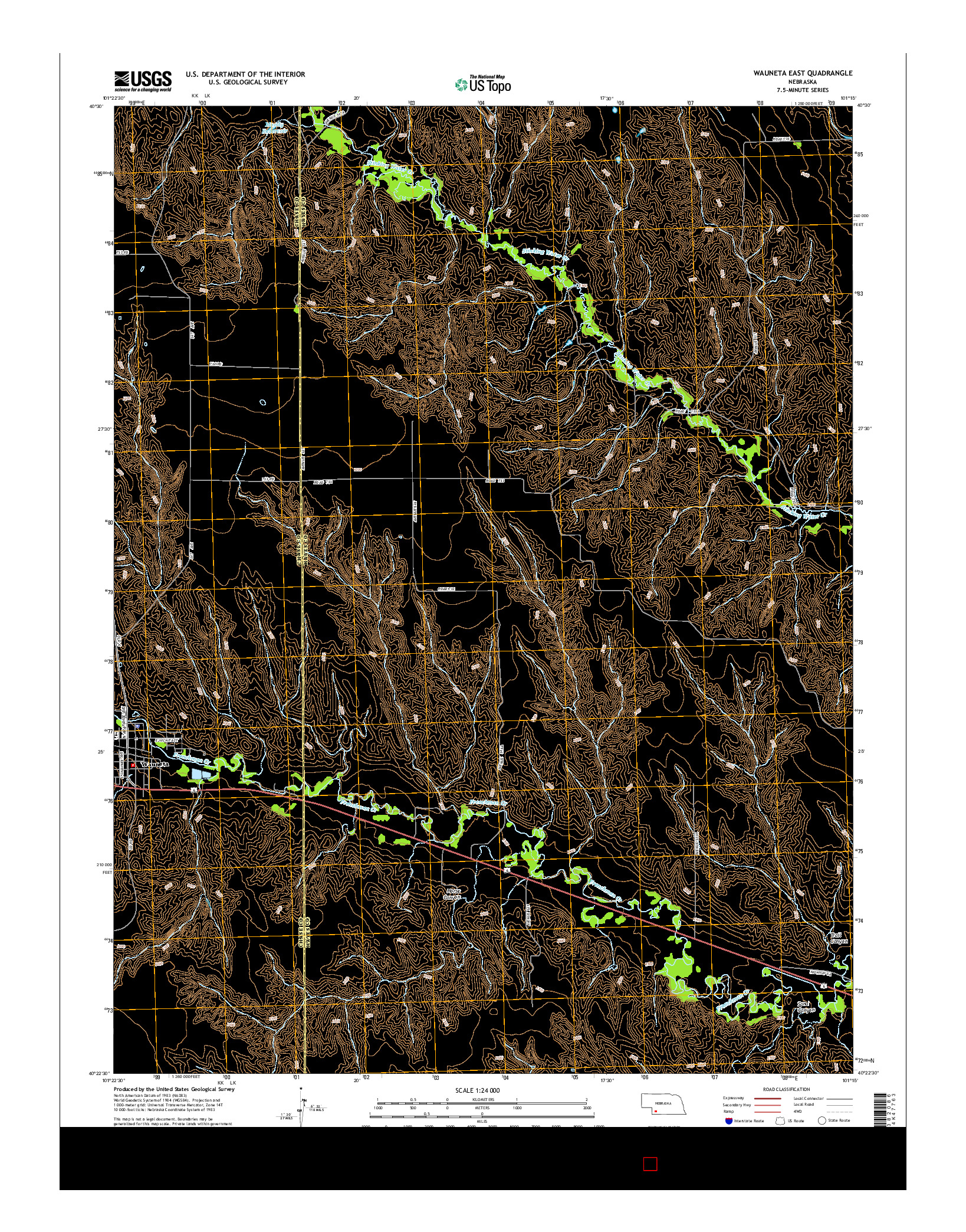 USGS US TOPO 7.5-MINUTE MAP FOR WAUNETA EAST, NE 2014