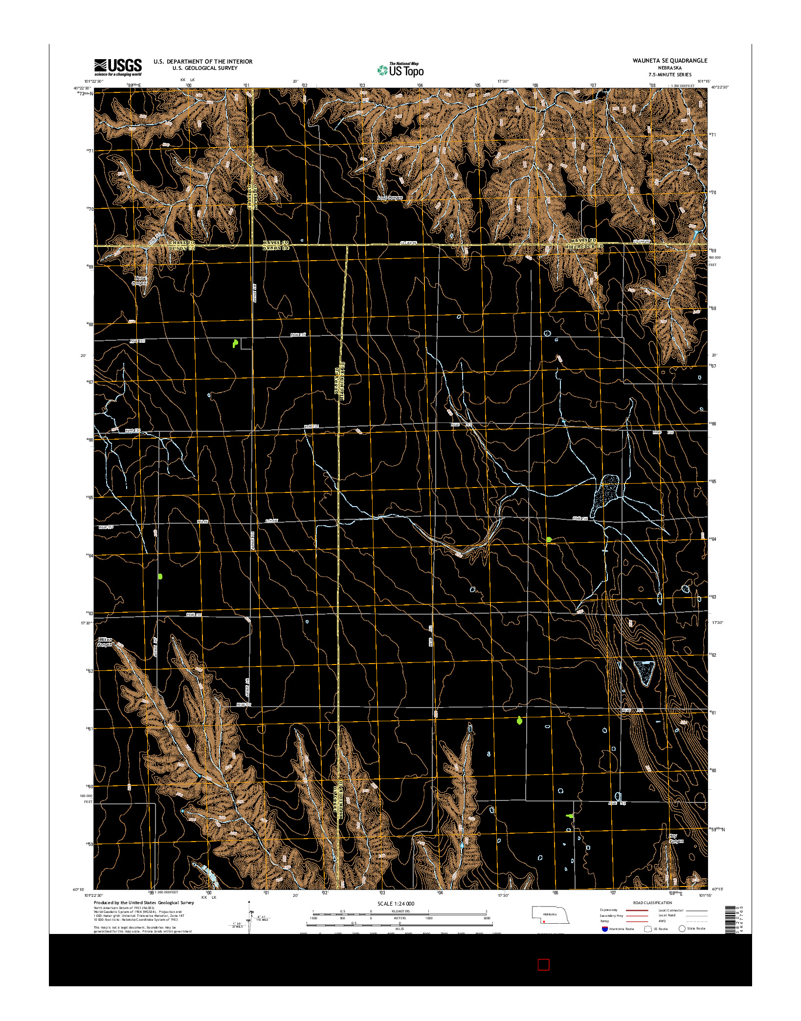 USGS US TOPO 7.5-MINUTE MAP FOR WAUNETA SE, NE 2014