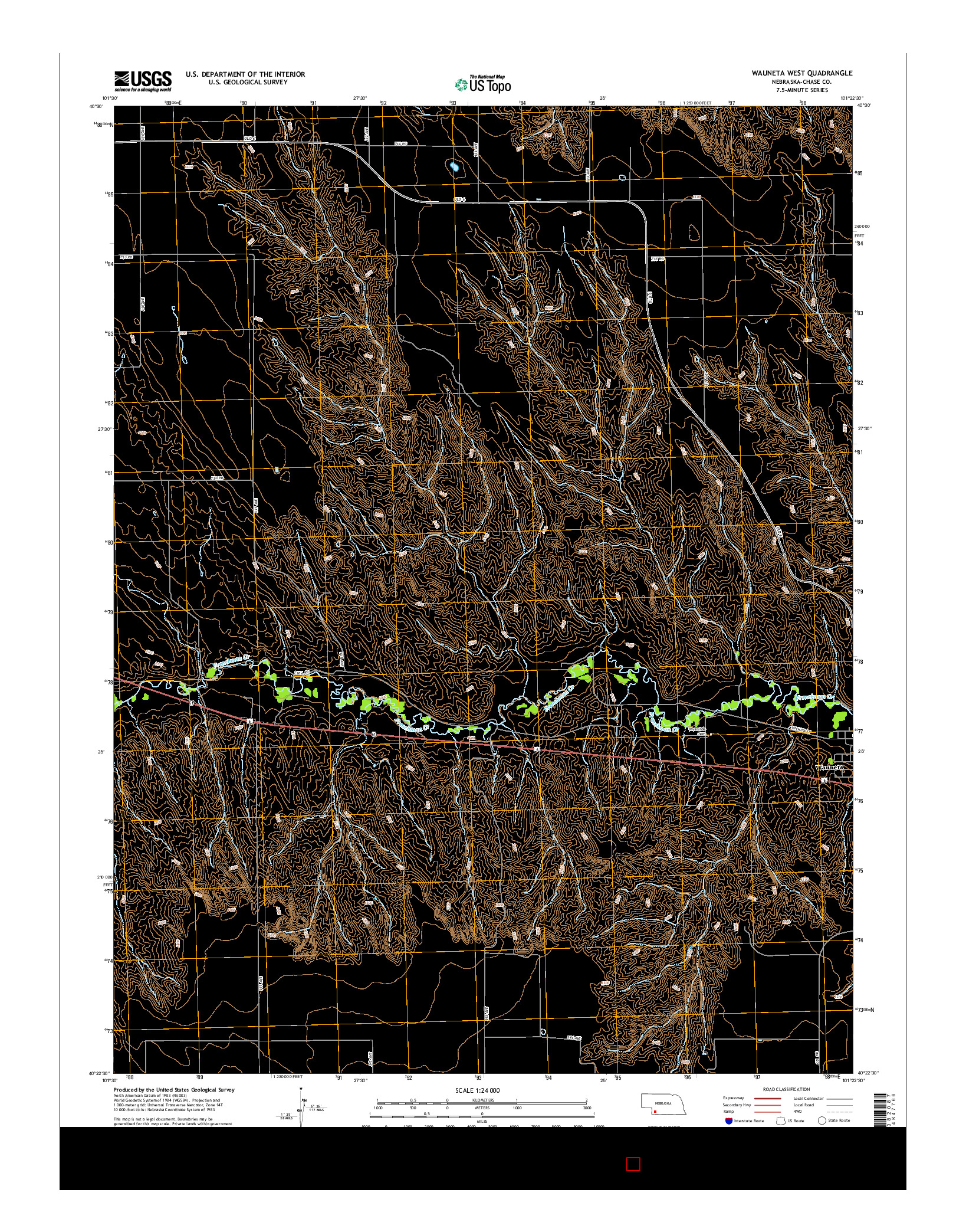 USGS US TOPO 7.5-MINUTE MAP FOR WAUNETA WEST, NE 2014