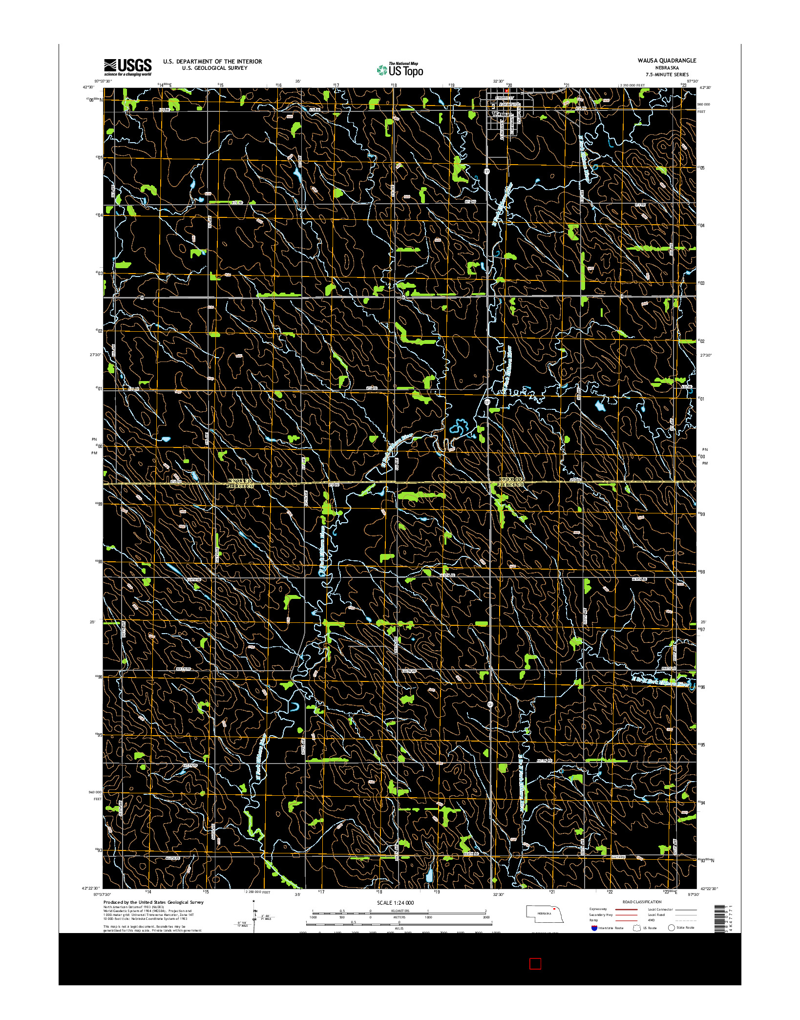 USGS US TOPO 7.5-MINUTE MAP FOR WAUSA, NE 2014