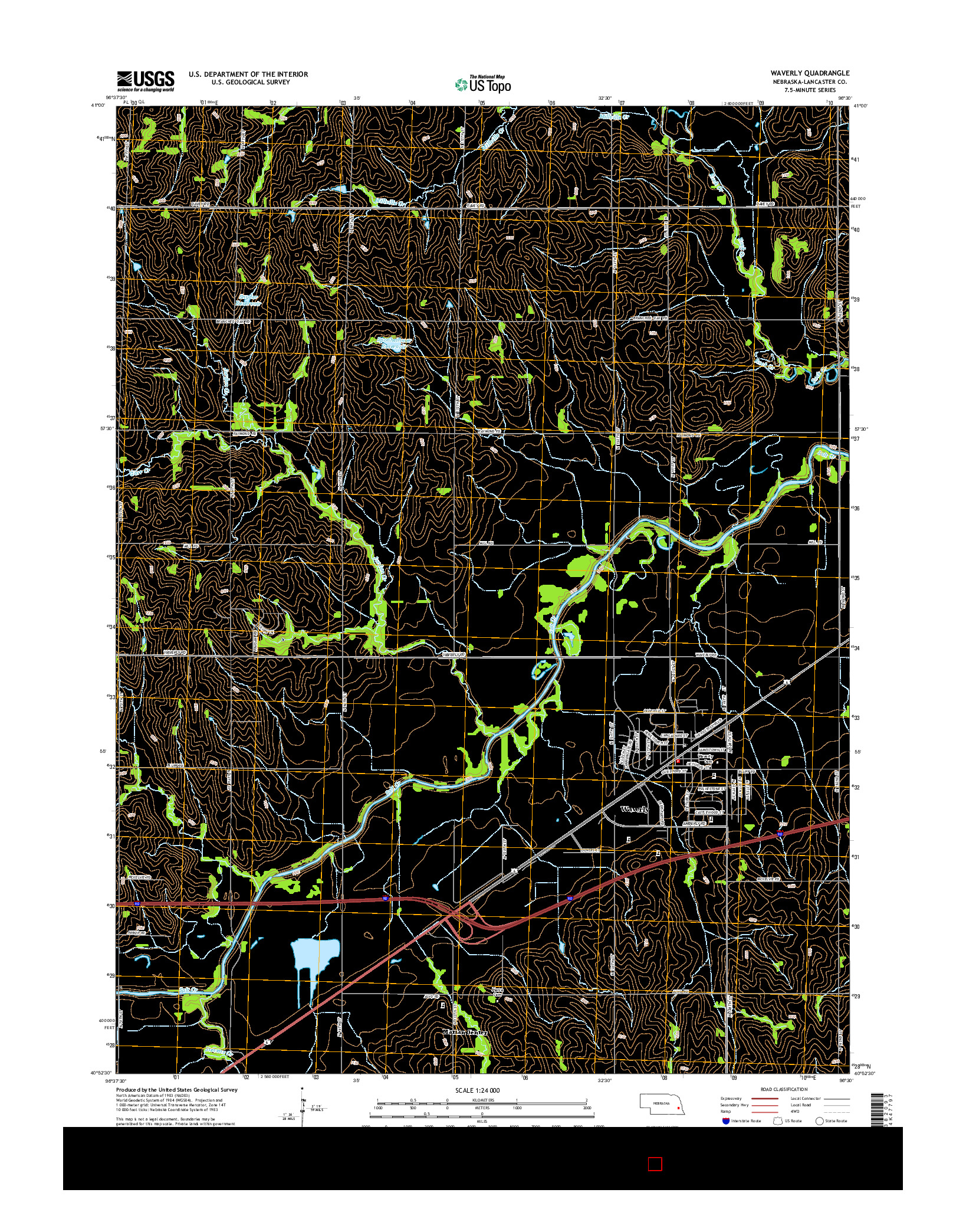 USGS US TOPO 7.5-MINUTE MAP FOR WAVERLY, NE 2014