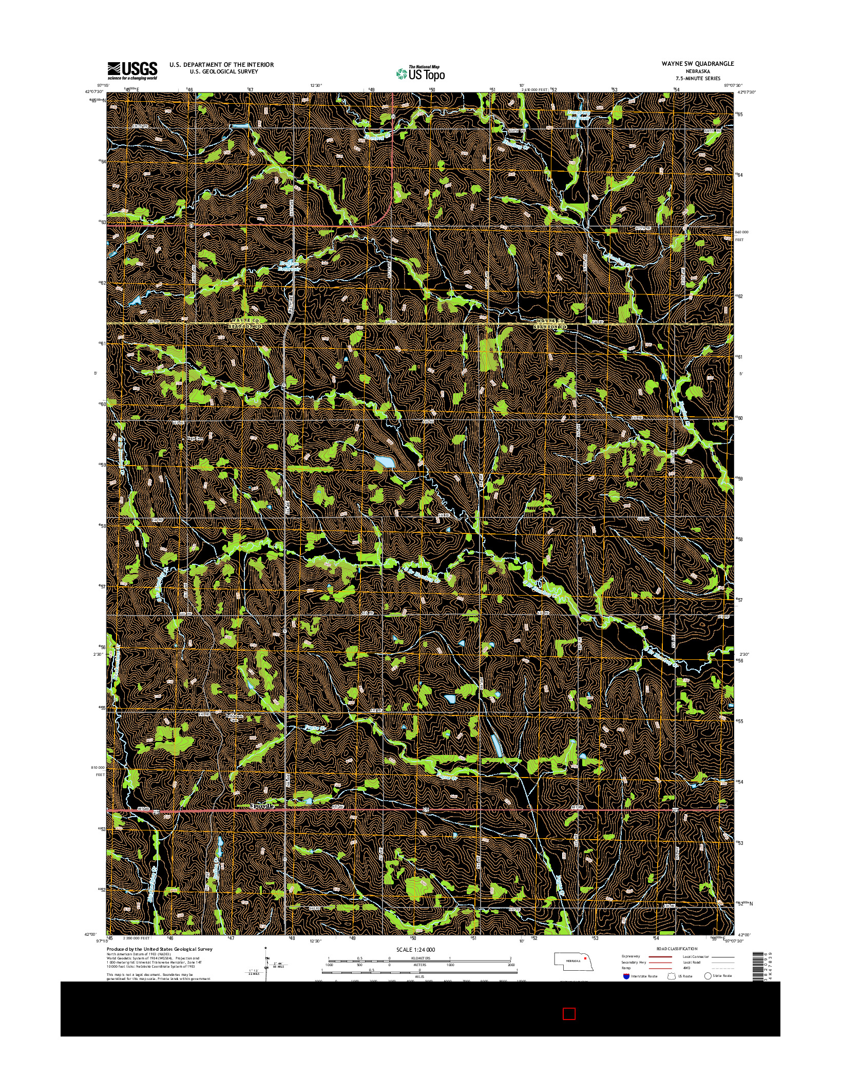 USGS US TOPO 7.5-MINUTE MAP FOR WAYNE SW, NE 2014