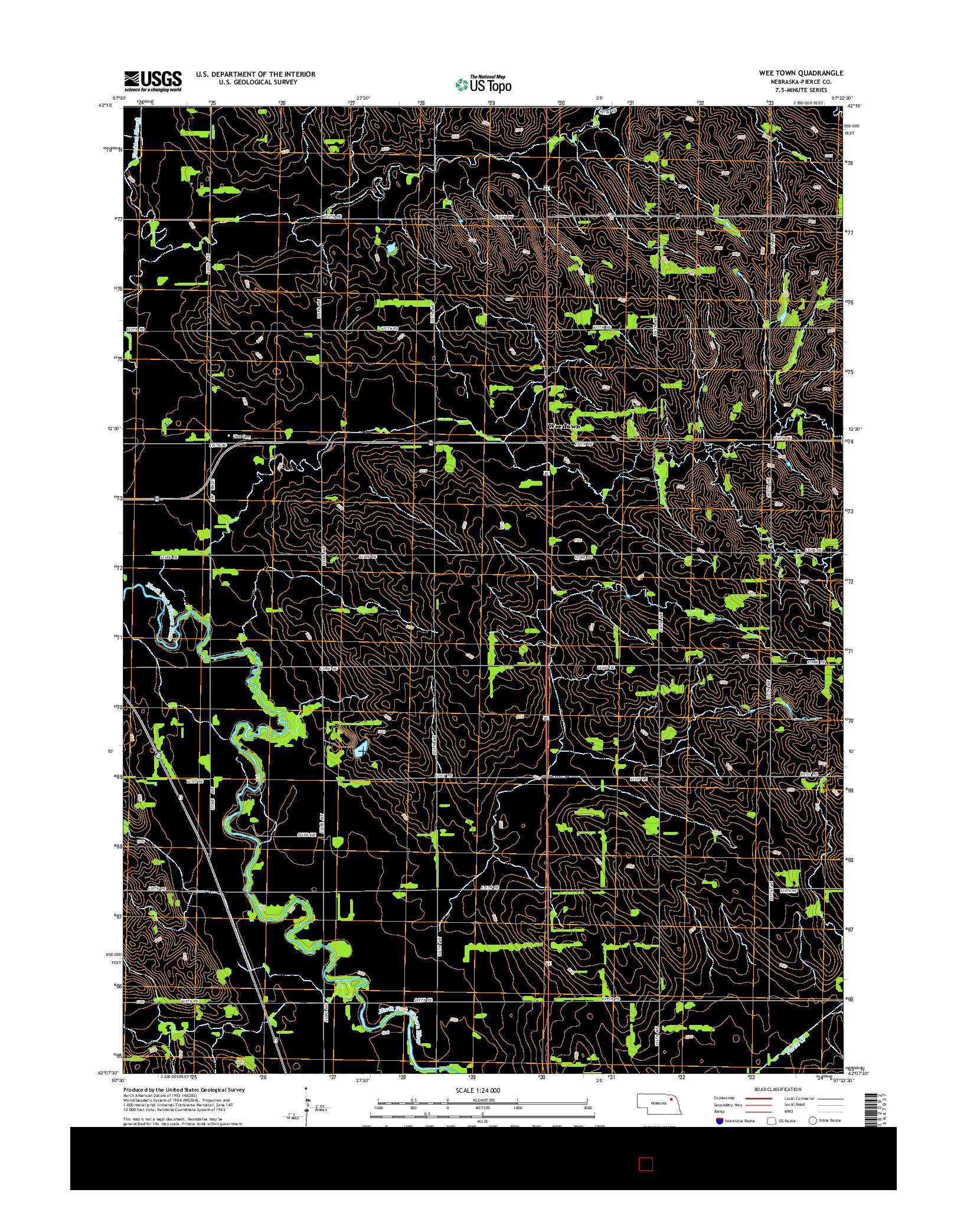 USGS US TOPO 7.5-MINUTE MAP FOR WEE TOWN, NE 2014