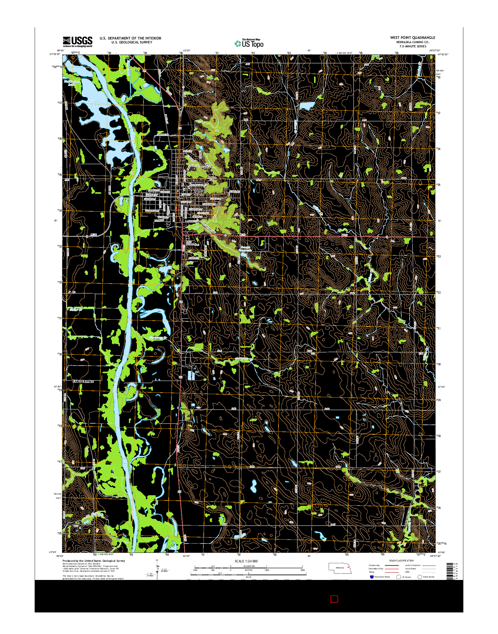 USGS US TOPO 7.5-MINUTE MAP FOR WEST POINT, NE 2014