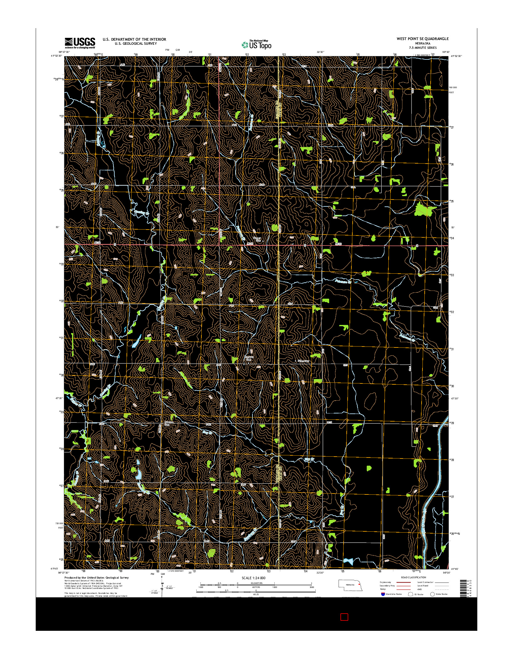 USGS US TOPO 7.5-MINUTE MAP FOR WEST POINT SE, NE 2014