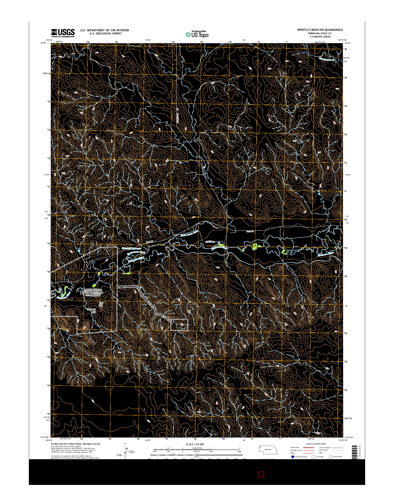 USGS US TOPO 7.5-MINUTE MAP FOR WHISTLE CREEK NW, NE 2014