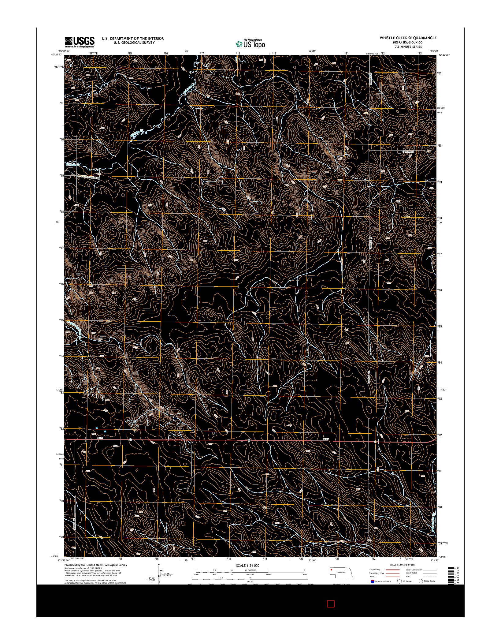USGS US TOPO 7.5-MINUTE MAP FOR WHISTLE CREEK SE, NE 2014