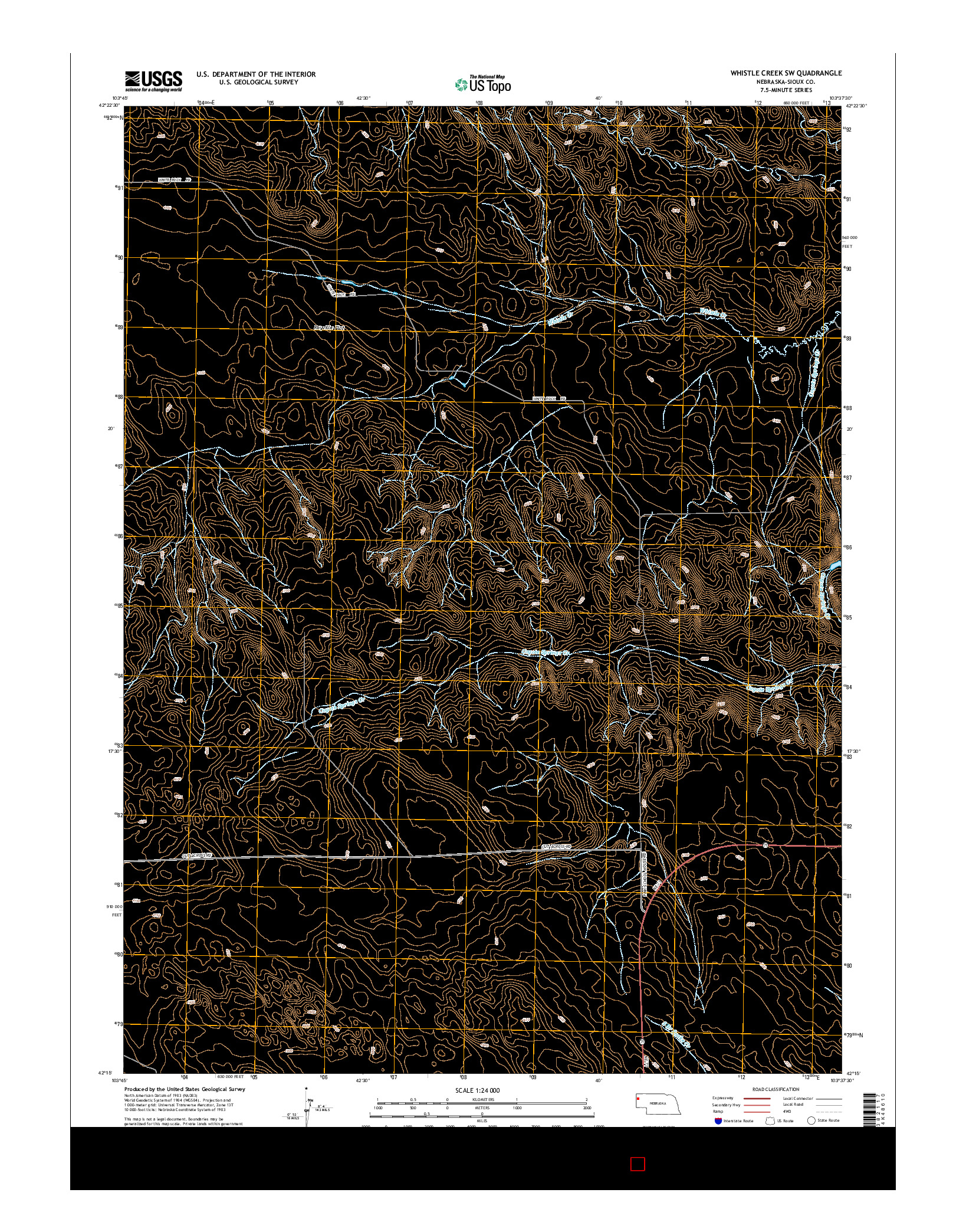 USGS US TOPO 7.5-MINUTE MAP FOR WHISTLE CREEK SW, NE 2014