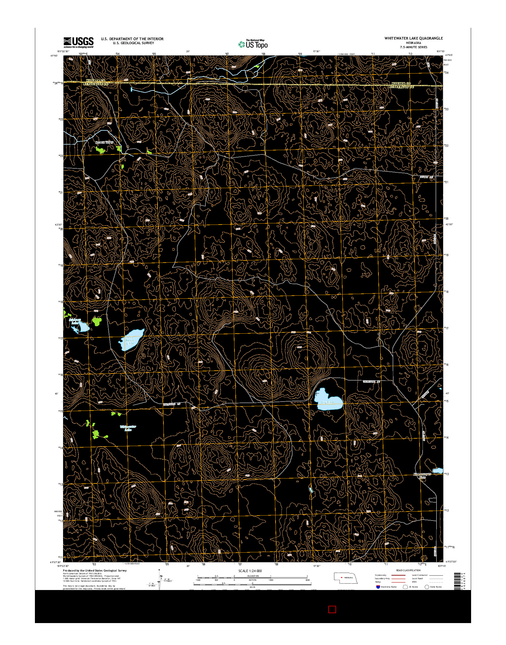 USGS US TOPO 7.5-MINUTE MAP FOR WHITEWATER LAKE, NE 2014