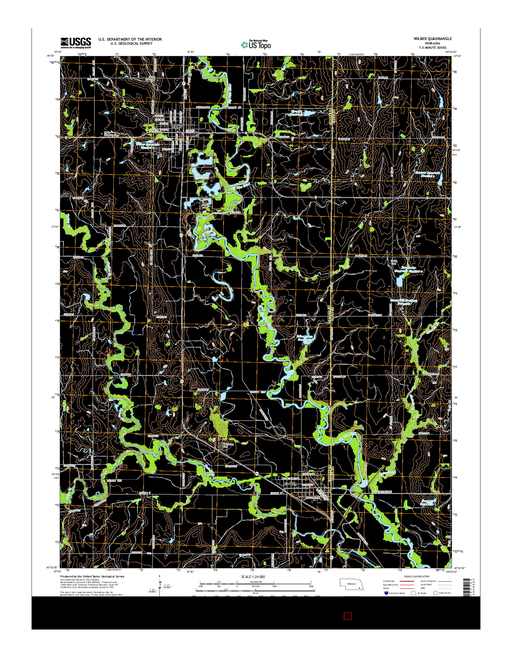 USGS US TOPO 7.5-MINUTE MAP FOR WILBER, NE 2014