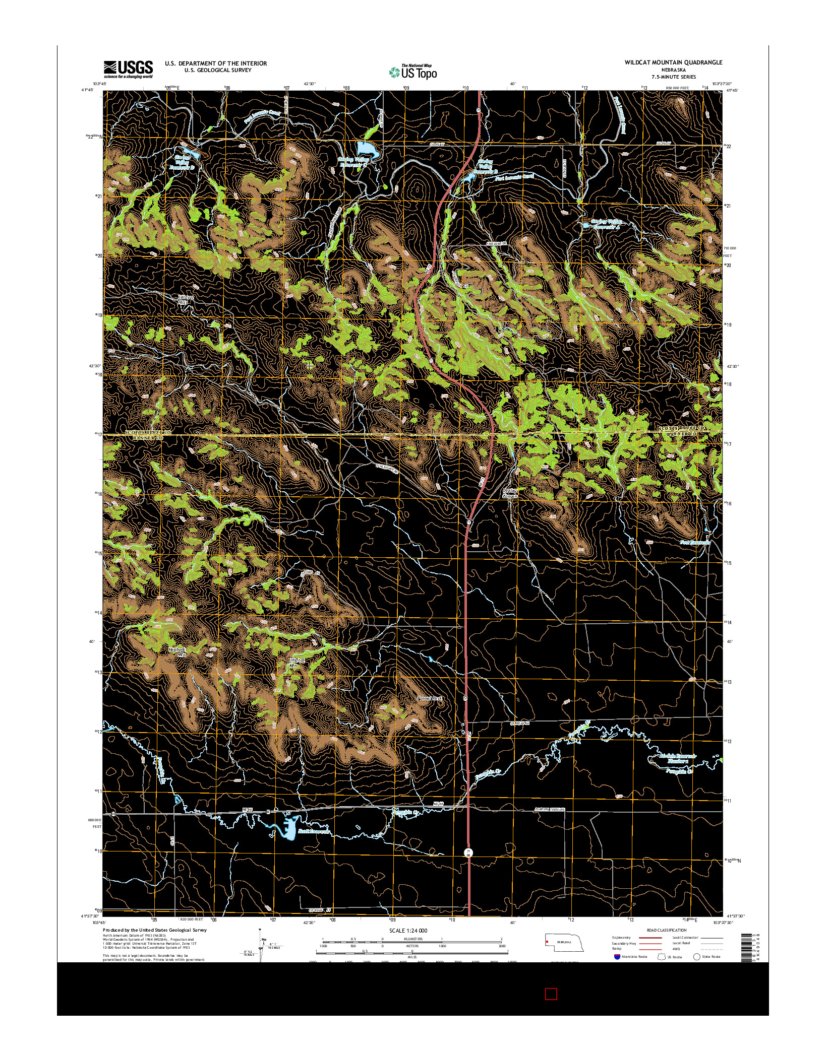 USGS US TOPO 7.5-MINUTE MAP FOR WILDCAT MOUNTAIN, NE 2014