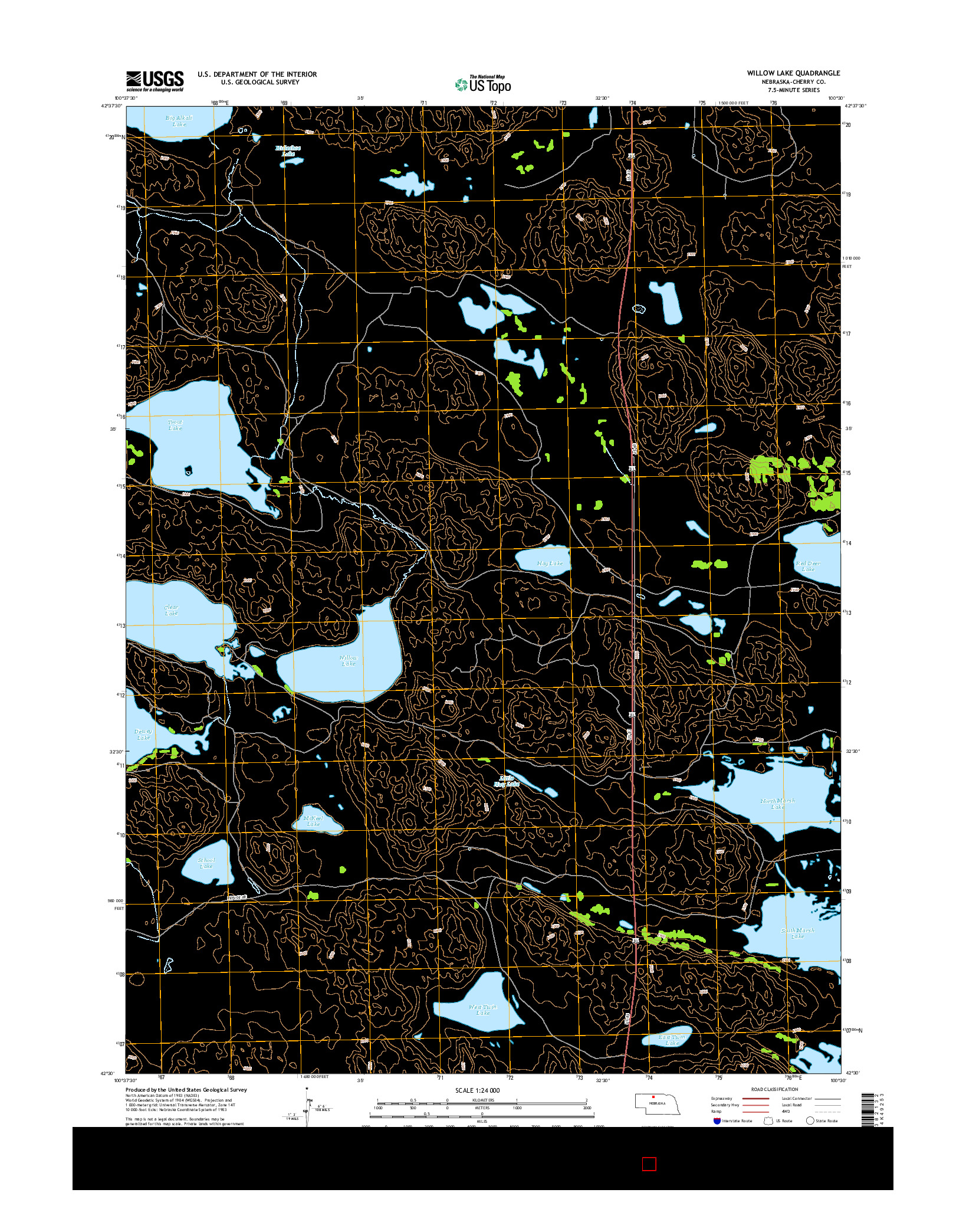 USGS US TOPO 7.5-MINUTE MAP FOR WILLOW LAKE, NE 2014
