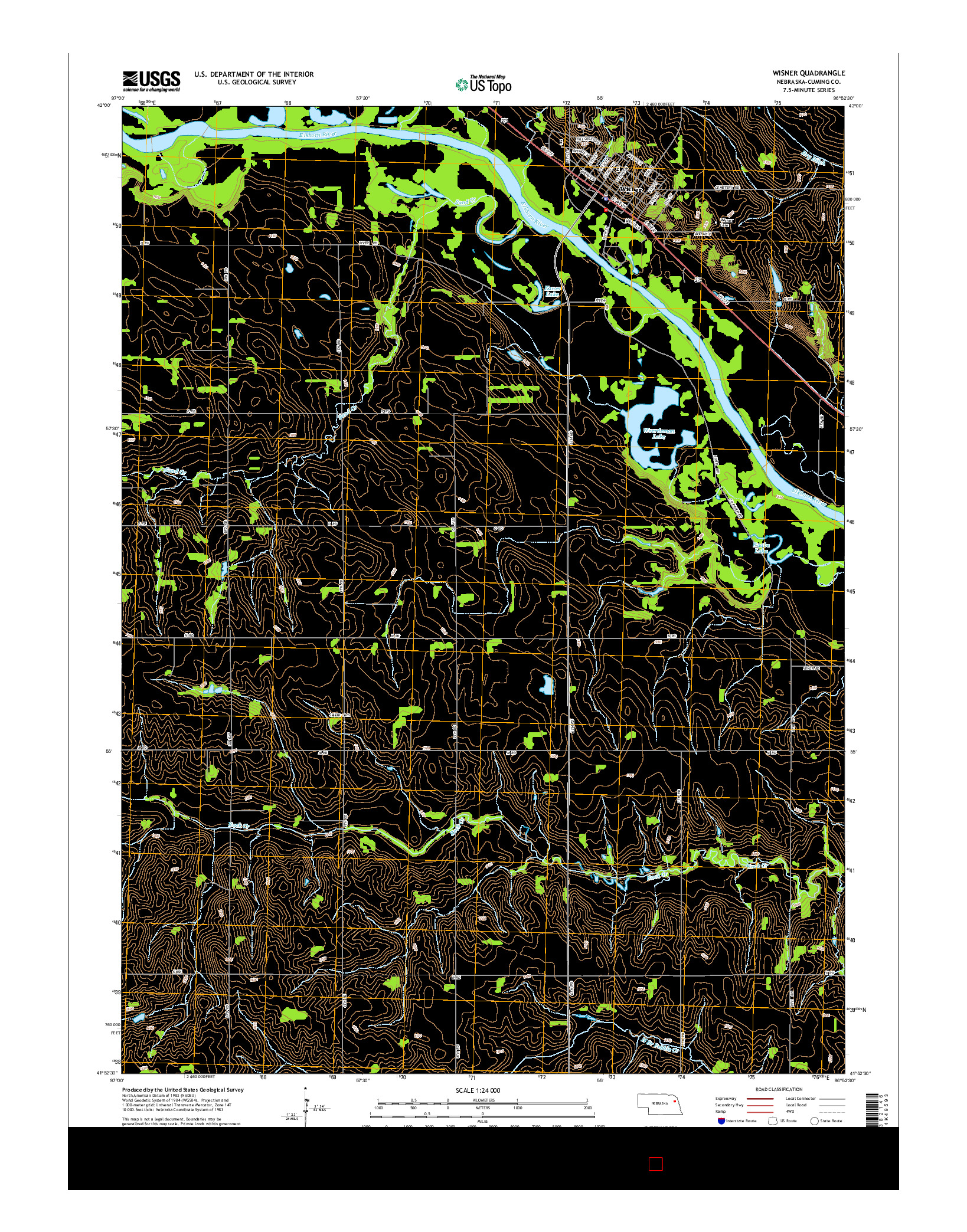 USGS US TOPO 7.5-MINUTE MAP FOR WISNER, NE 2014