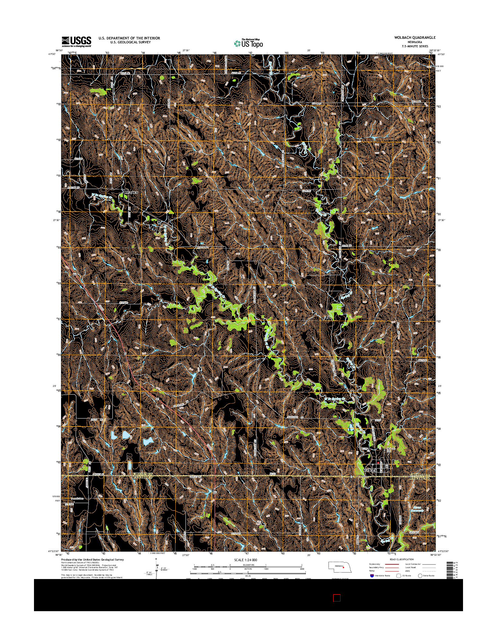USGS US TOPO 7.5-MINUTE MAP FOR WOLBACH, NE 2014
