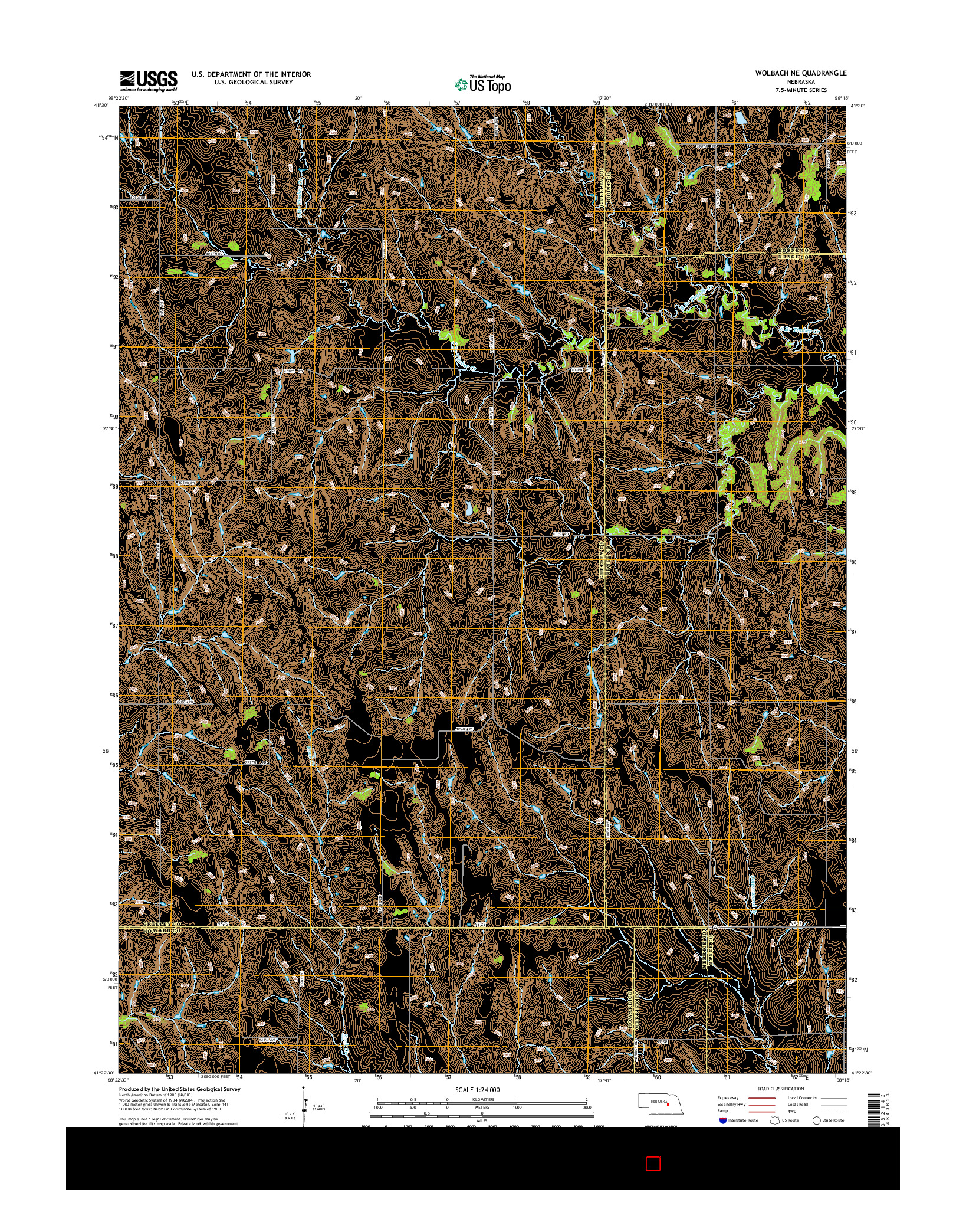 USGS US TOPO 7.5-MINUTE MAP FOR WOLBACH NE, NE 2014