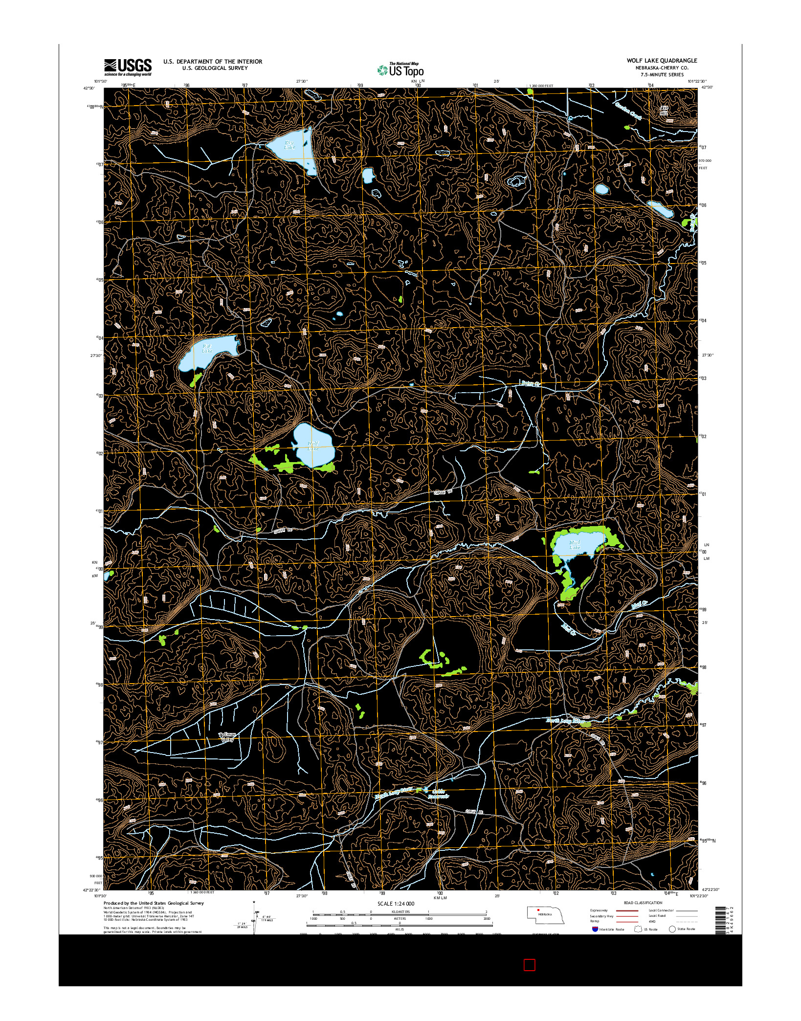 USGS US TOPO 7.5-MINUTE MAP FOR WOLF LAKE, NE 2014