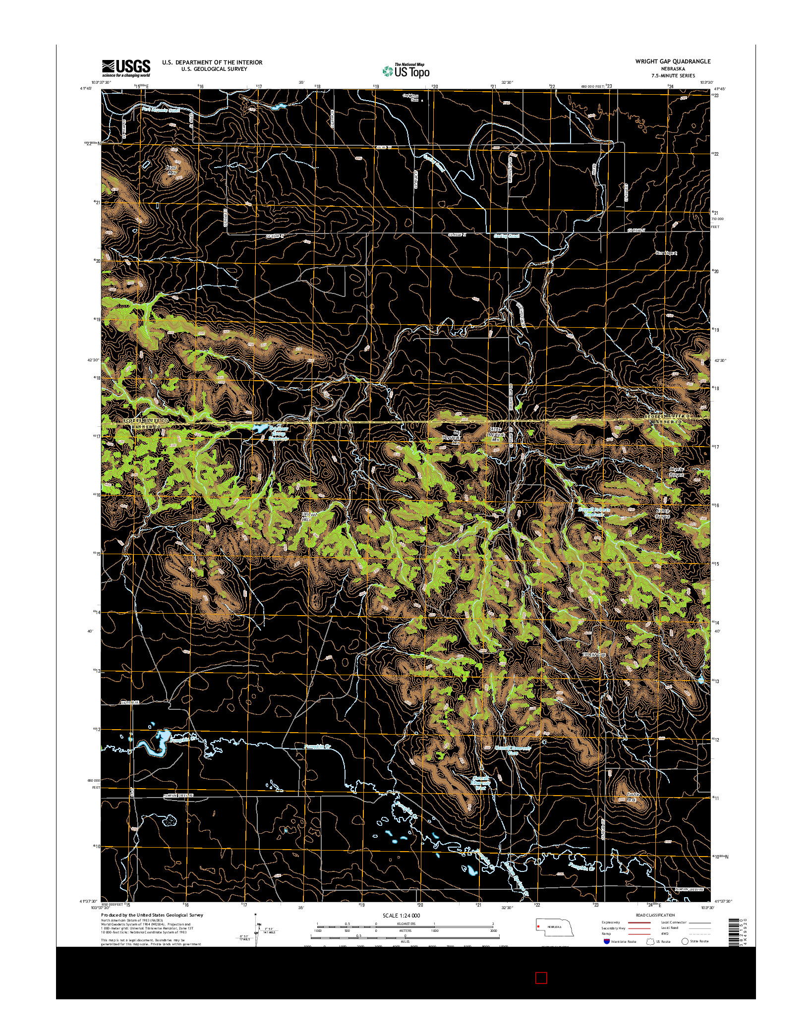 USGS US TOPO 7.5-MINUTE MAP FOR WRIGHT GAP, NE 2014