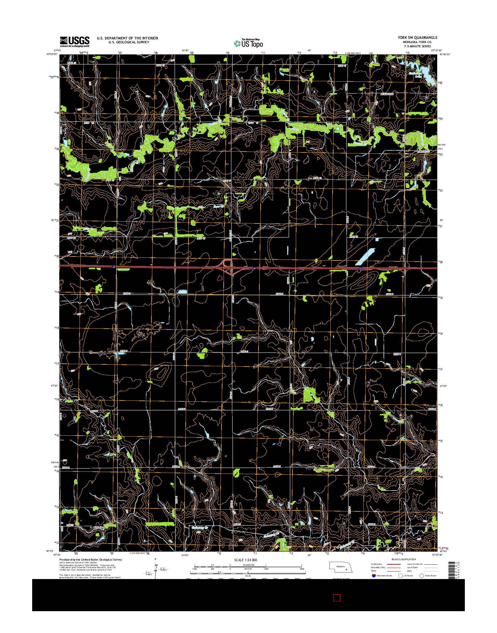 USGS US TOPO 7.5-MINUTE MAP FOR YORK SW, NE 2014