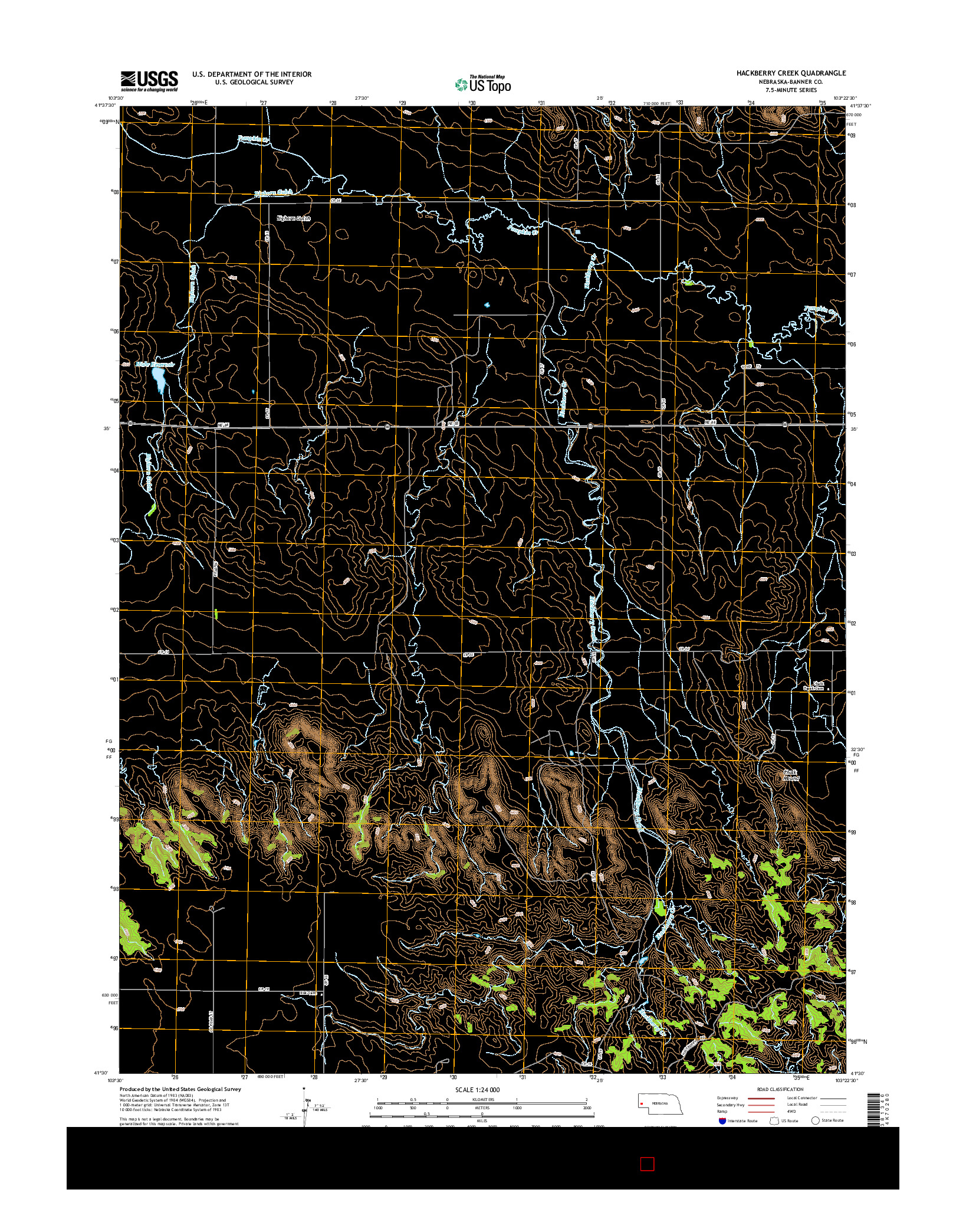 USGS US TOPO 7.5-MINUTE MAP FOR HACKBERRY CREEK, NE 2014