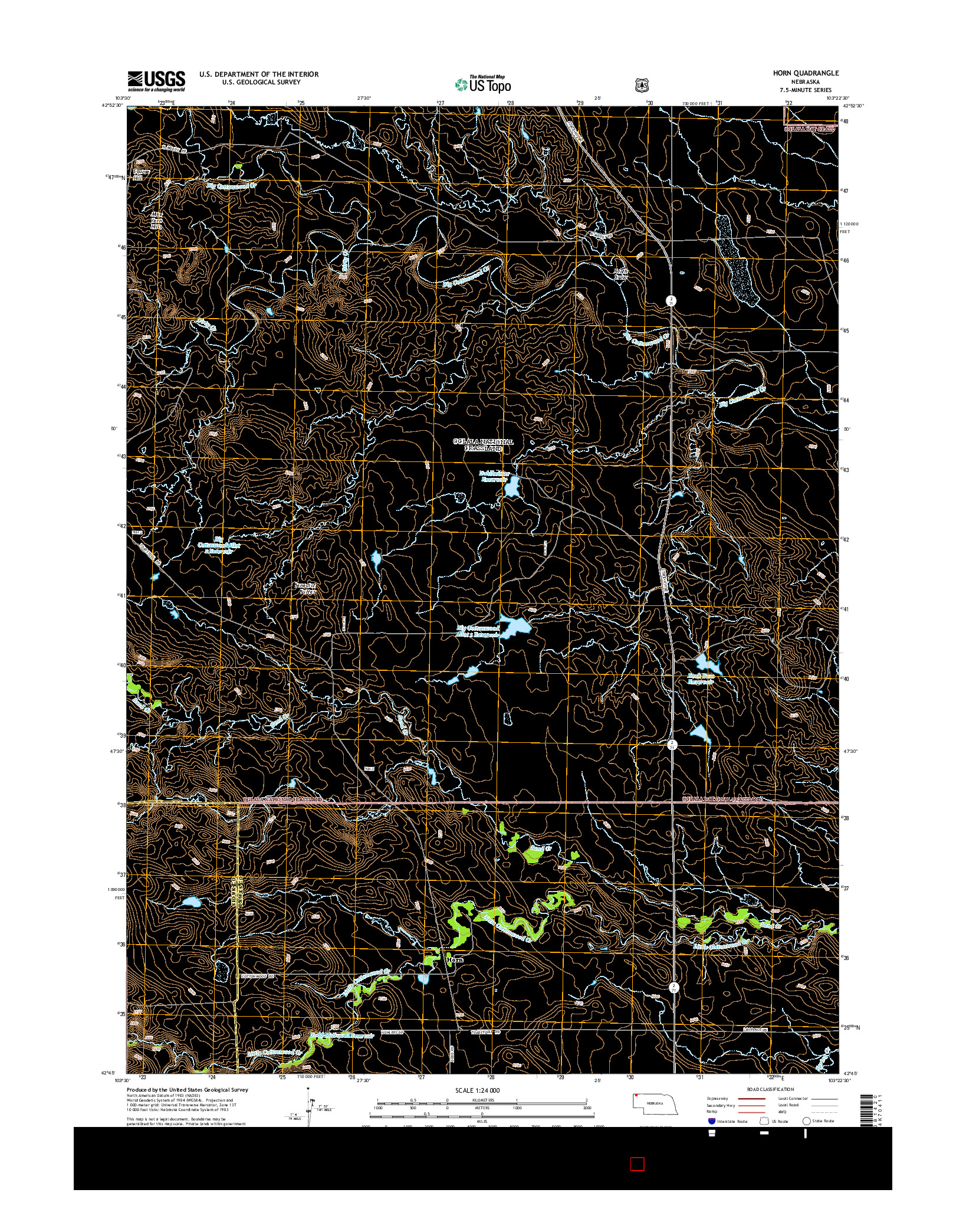 USGS US TOPO 7.5-MINUTE MAP FOR HORN, NE 2014