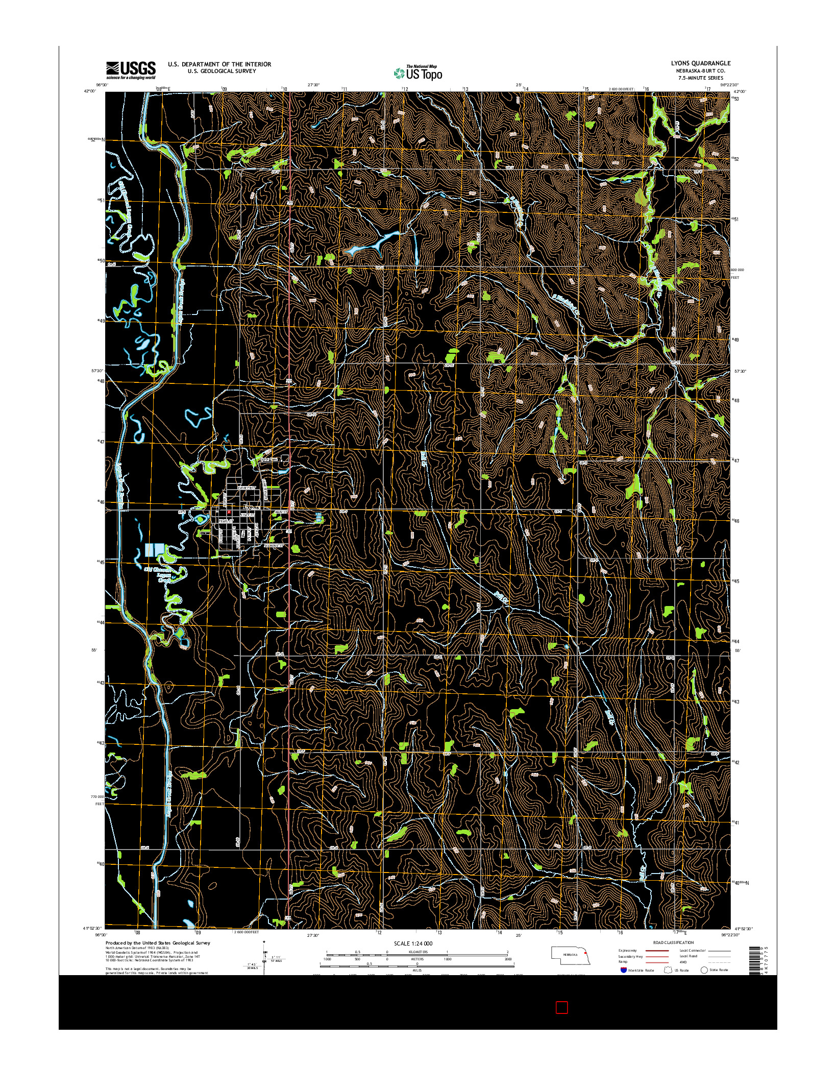 USGS US TOPO 7.5-MINUTE MAP FOR LYONS, NE 2014