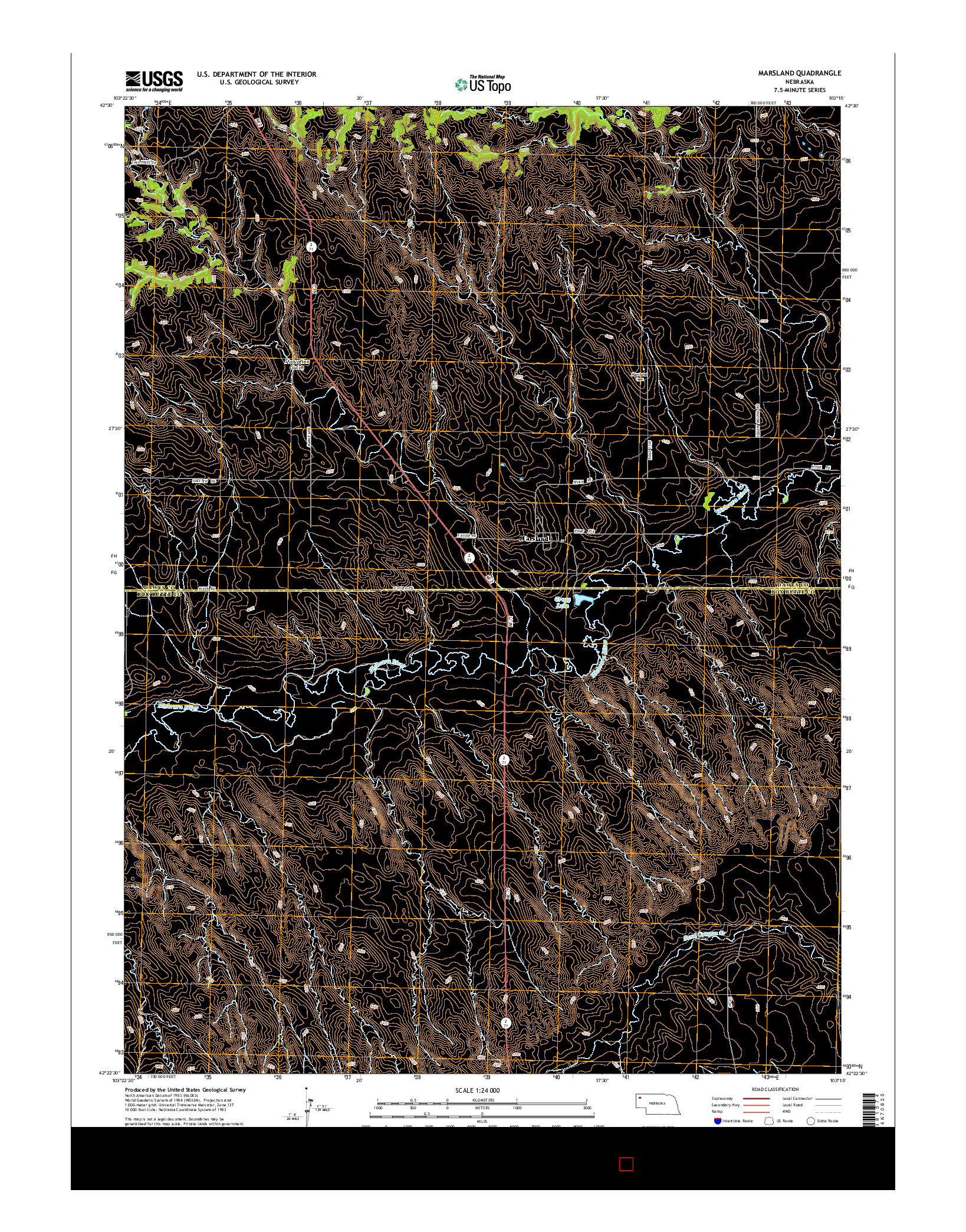 USGS US TOPO 7.5-MINUTE MAP FOR MARSLAND, NE 2014