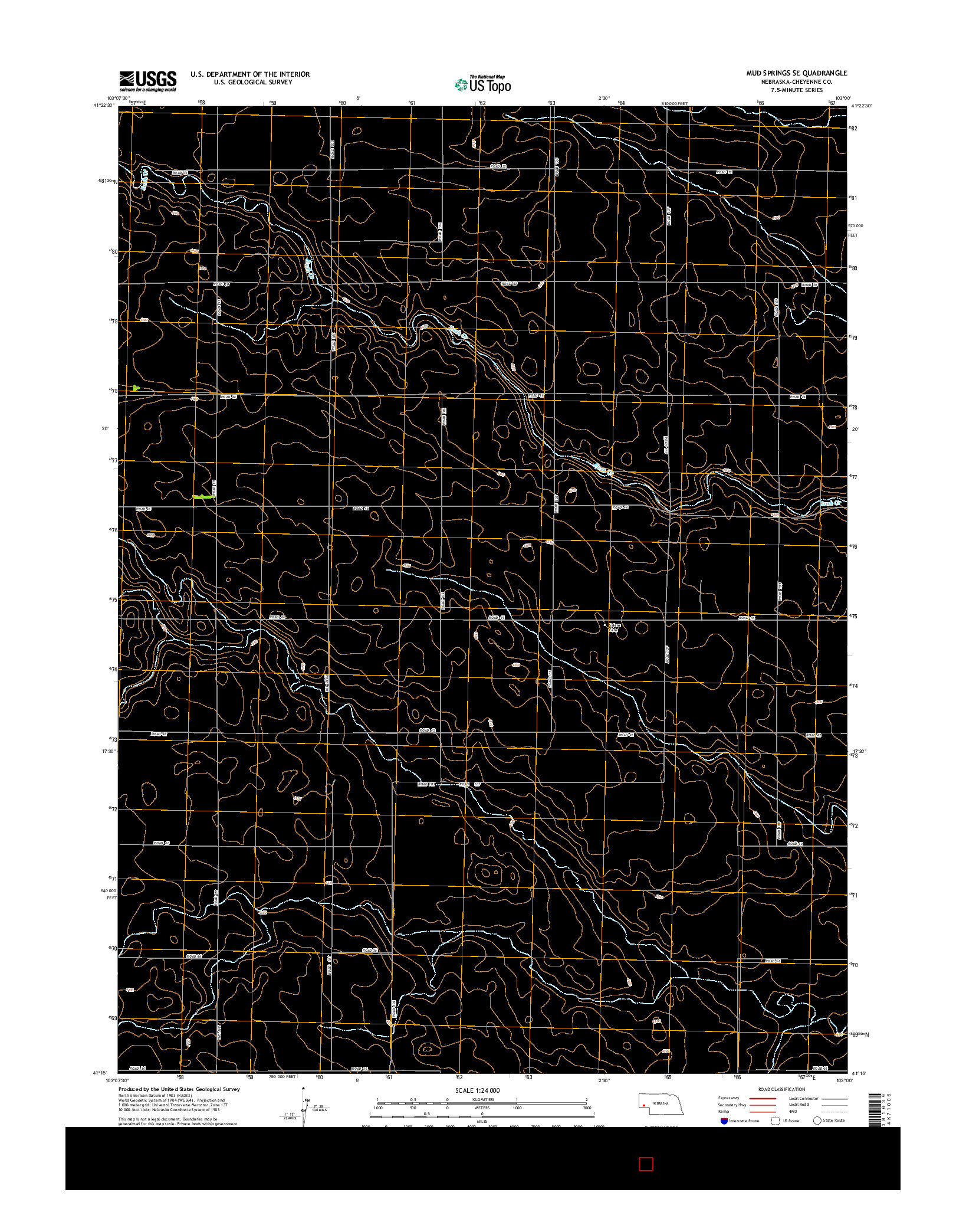 USGS US TOPO 7.5-MINUTE MAP FOR MUD SPRINGS SE, NE 2014