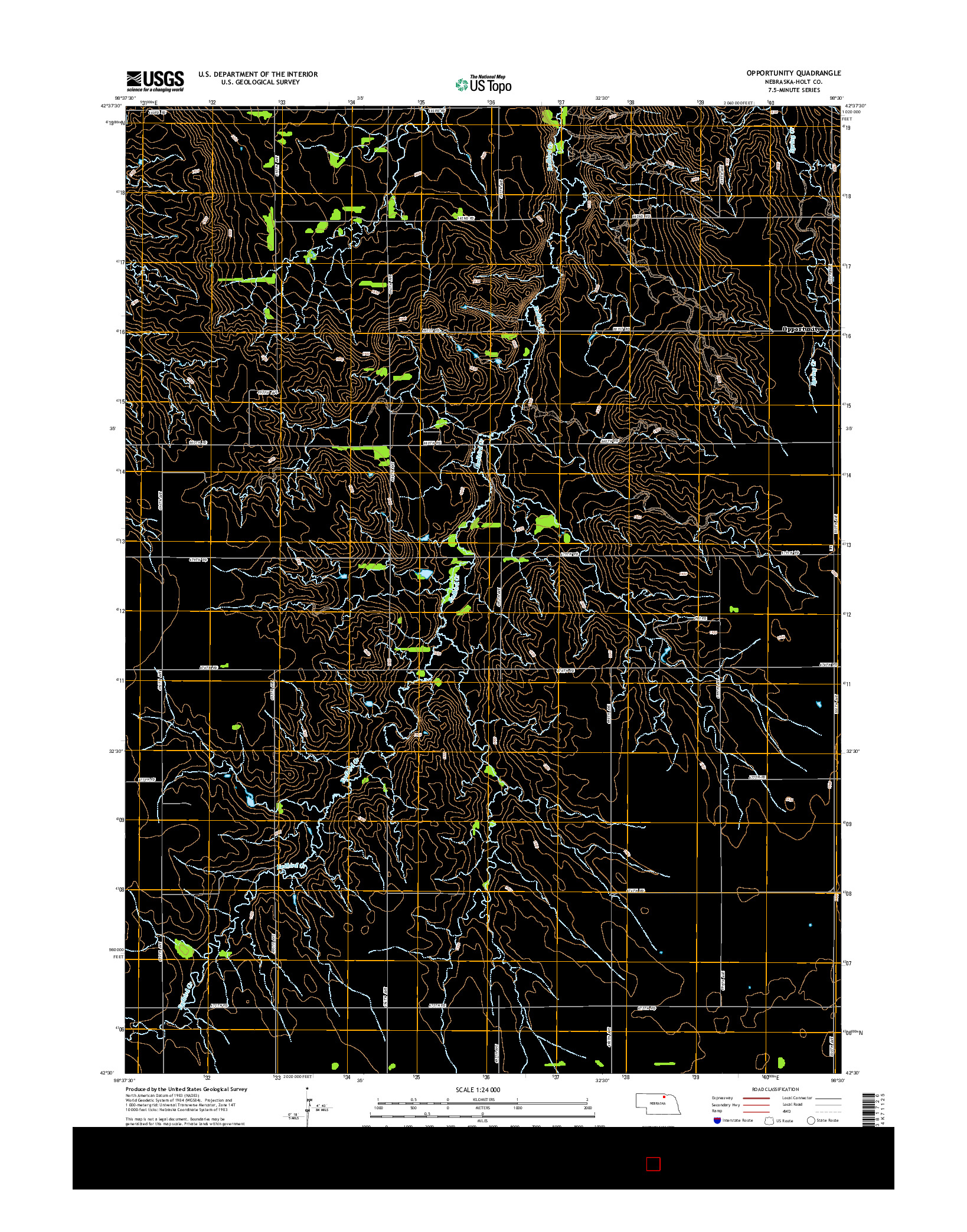 USGS US TOPO 7.5-MINUTE MAP FOR OPPORTUNITY, NE 2014