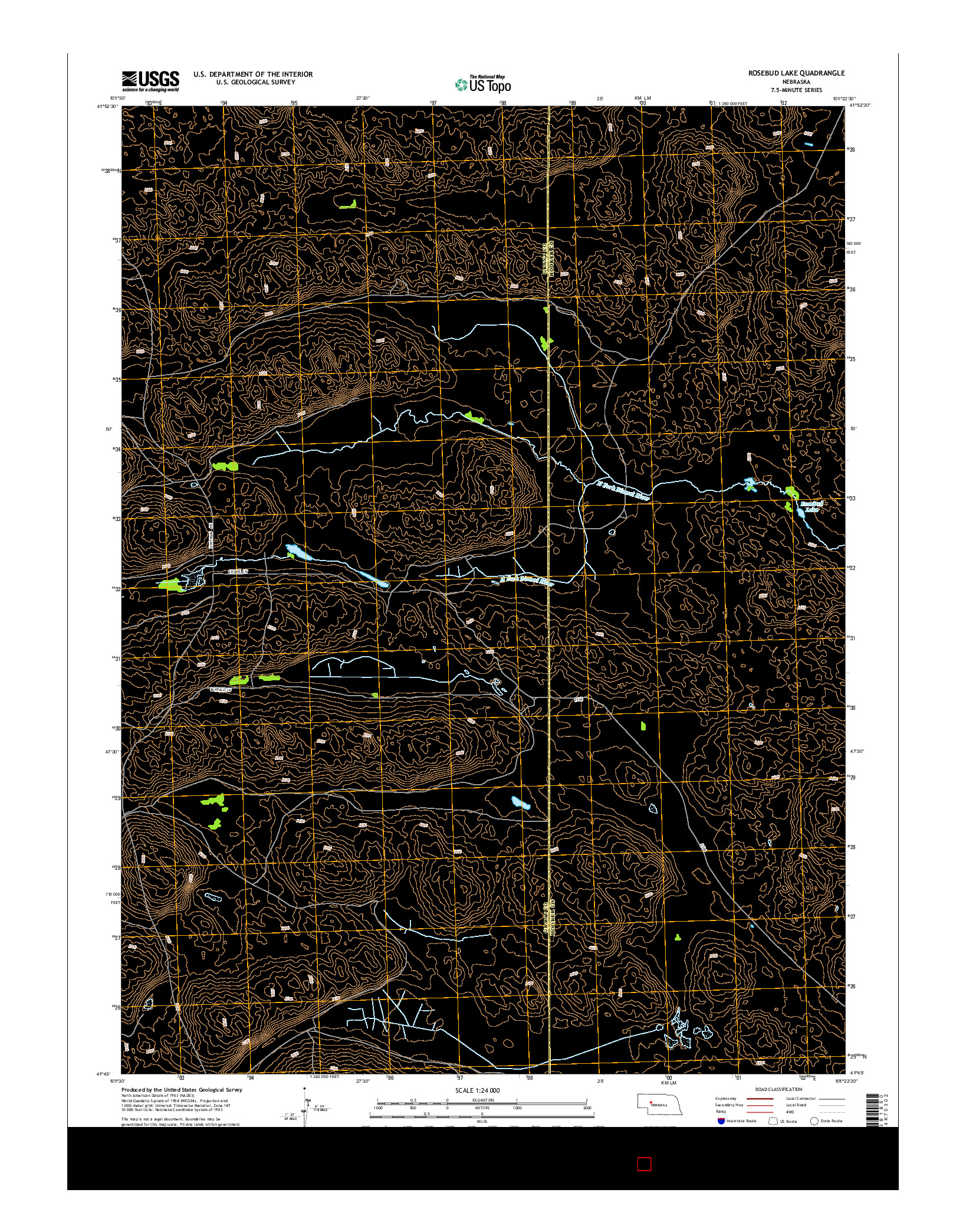 USGS US TOPO 7.5-MINUTE MAP FOR ROSEBUD LAKE, NE 2014