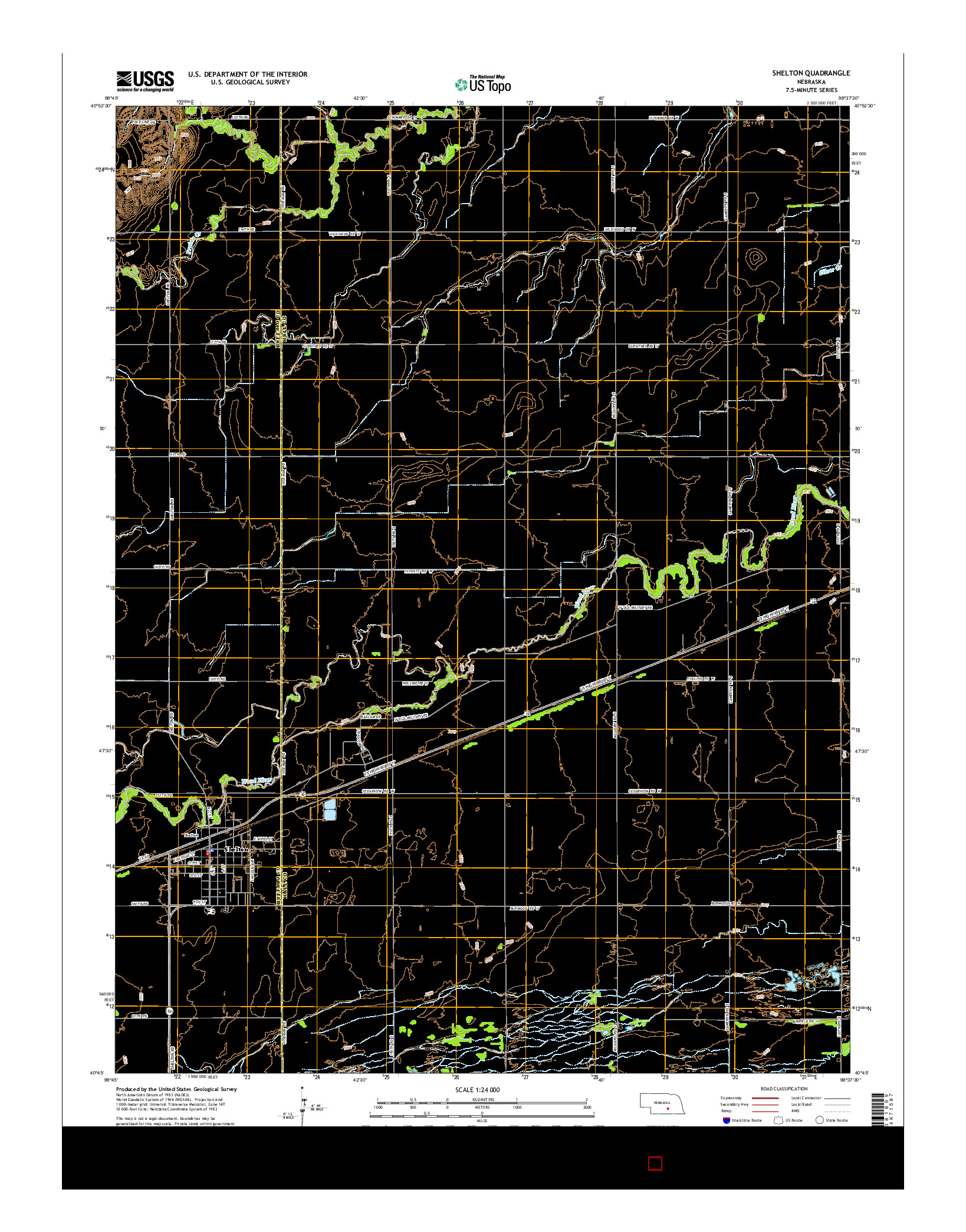 USGS US TOPO 7.5-MINUTE MAP FOR SHELTON, NE 2014