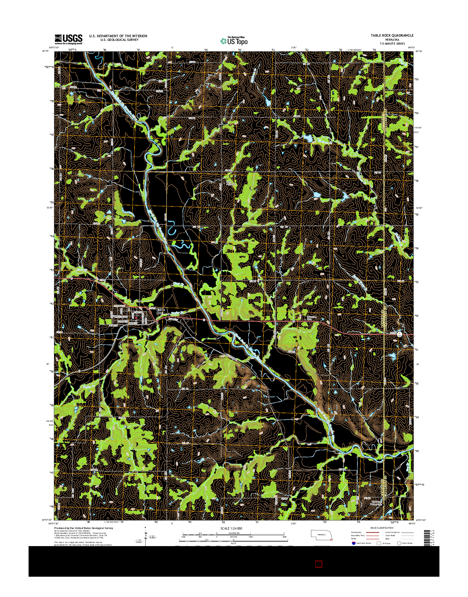 USGS US TOPO 7.5-MINUTE MAP FOR TABLE ROCK, NE 2014