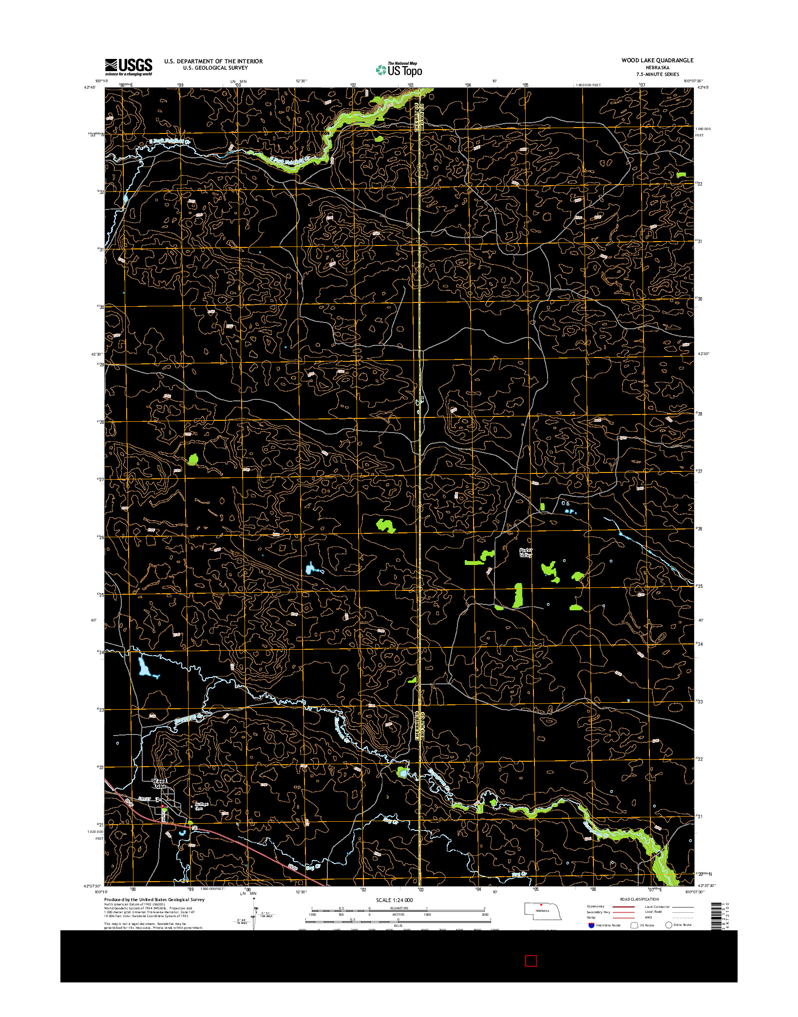 USGS US TOPO 7.5-MINUTE MAP FOR WOOD LAKE, NE 2014