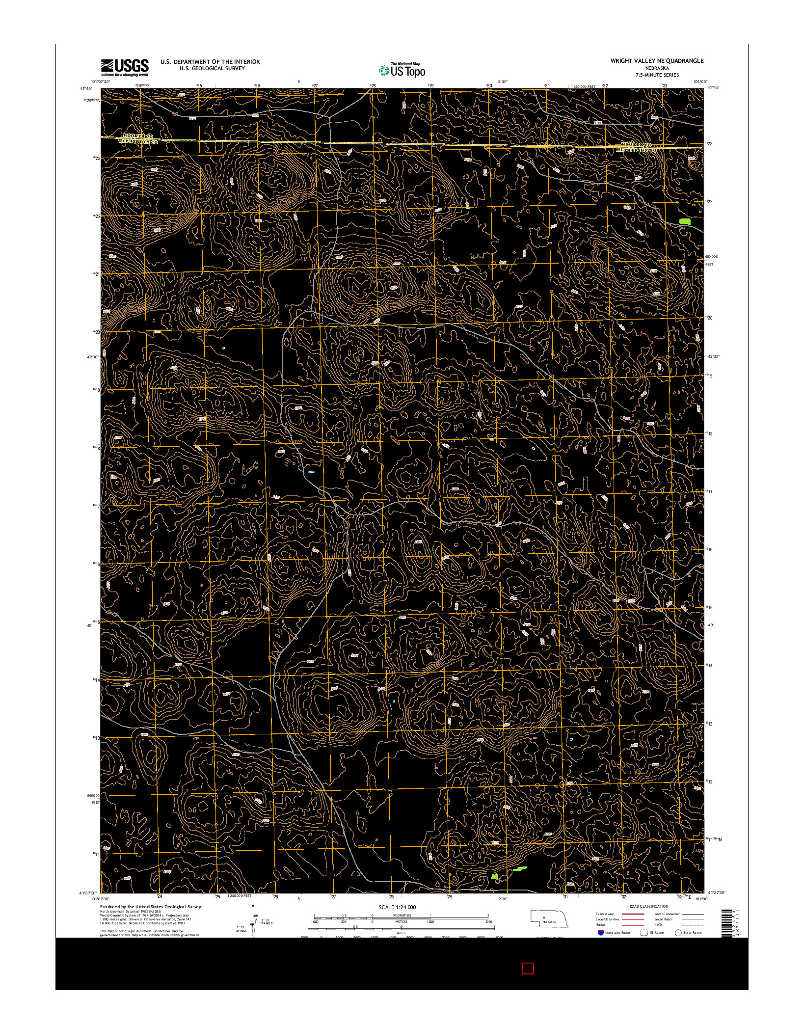 USGS US TOPO 7.5-MINUTE MAP FOR WRIGHT VALLEY NE, NE 2014